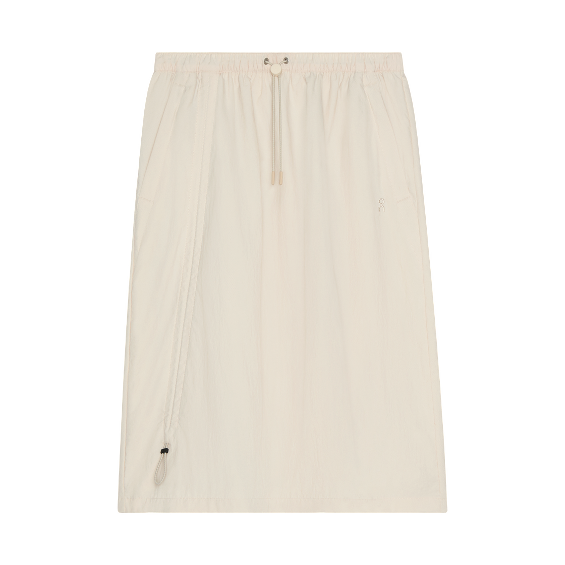 (W) 온 러닝 드로우스트링 미디 스커트 그레인((W) On Running Drawstring Midi Skirt Grain)