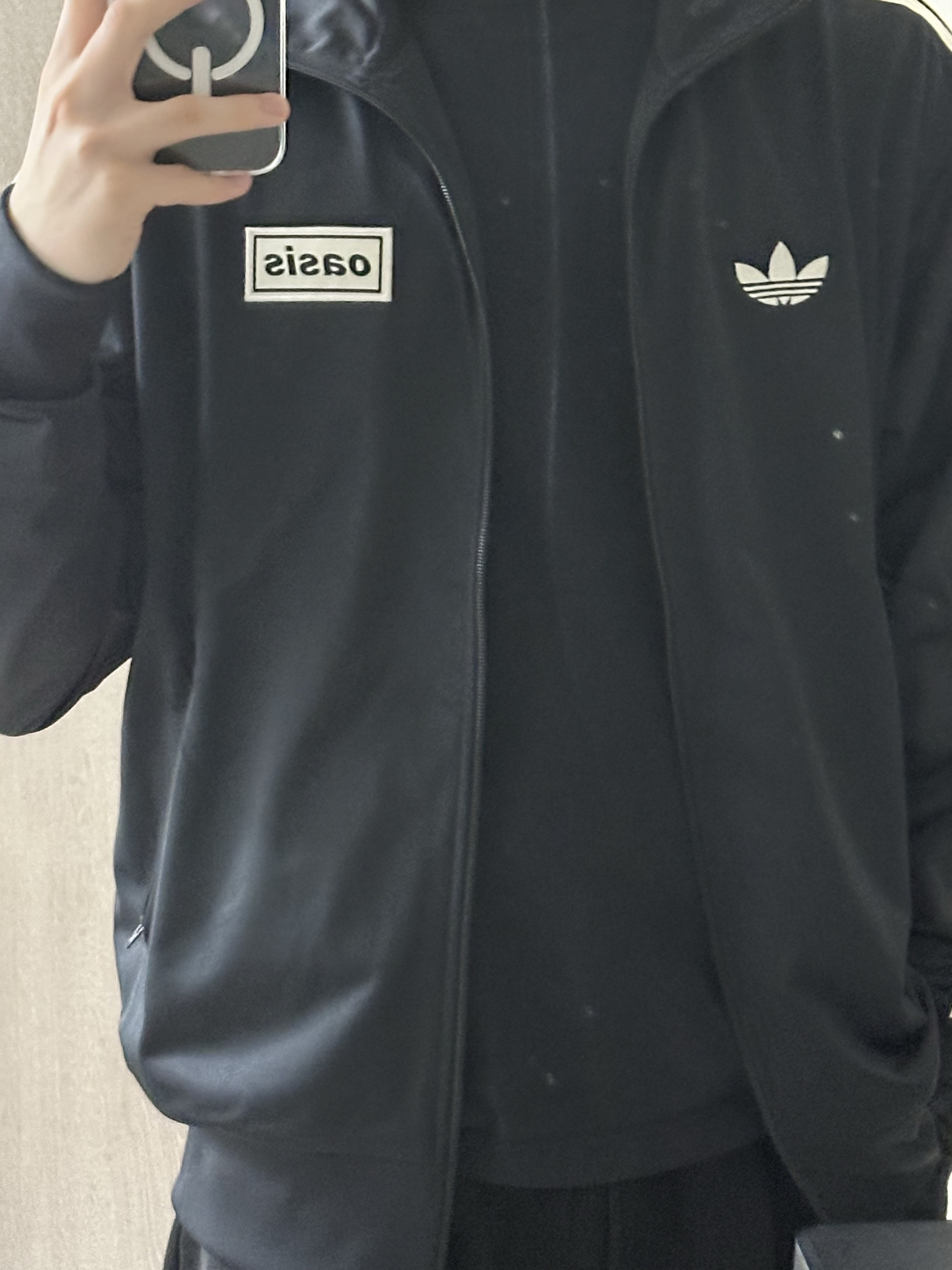 Adidas x Oasis Tour Firebird Track Top Black - KR Sizing 착용 스타일 - 1