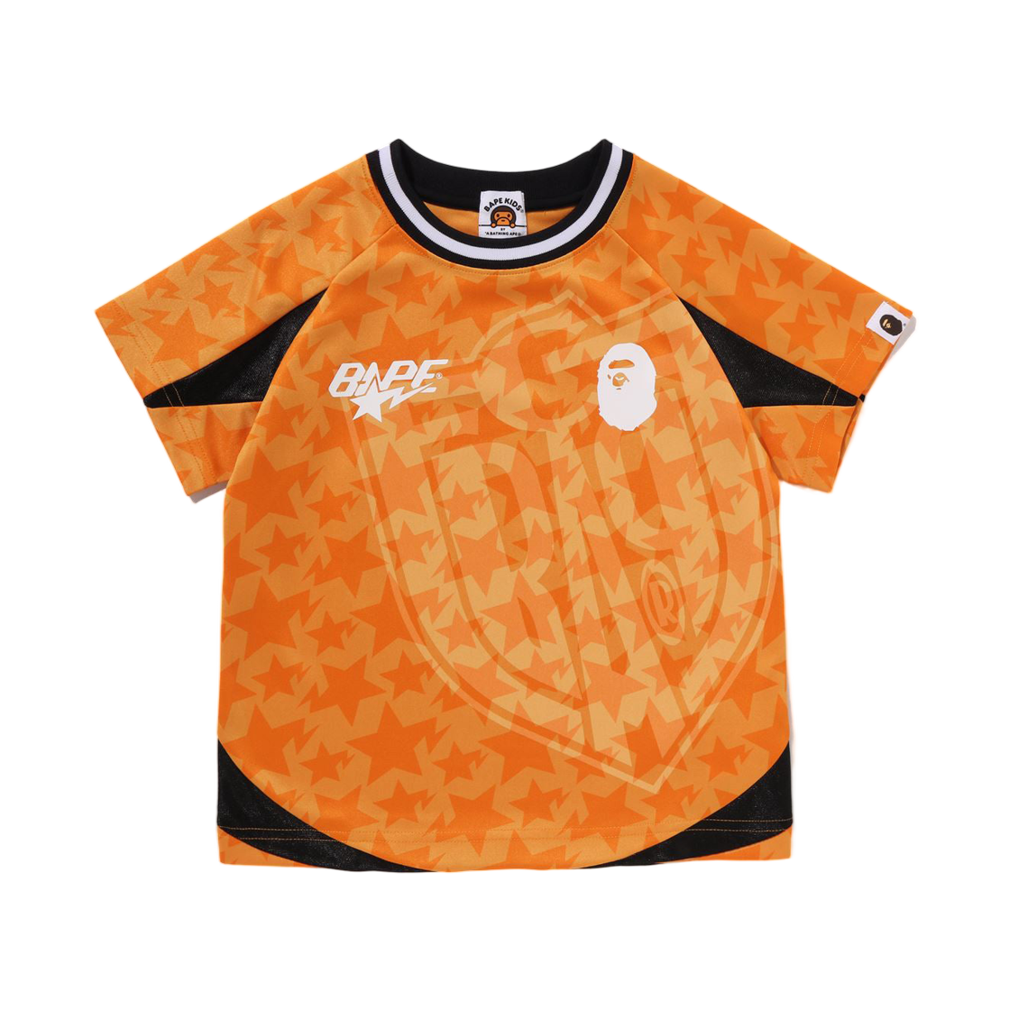 (키즈) 베이프 스타 올오버 사커 게임 티셔츠 오렌지((Kids) BAPE Sta Allover Soccer Game T-Shirt Orange)