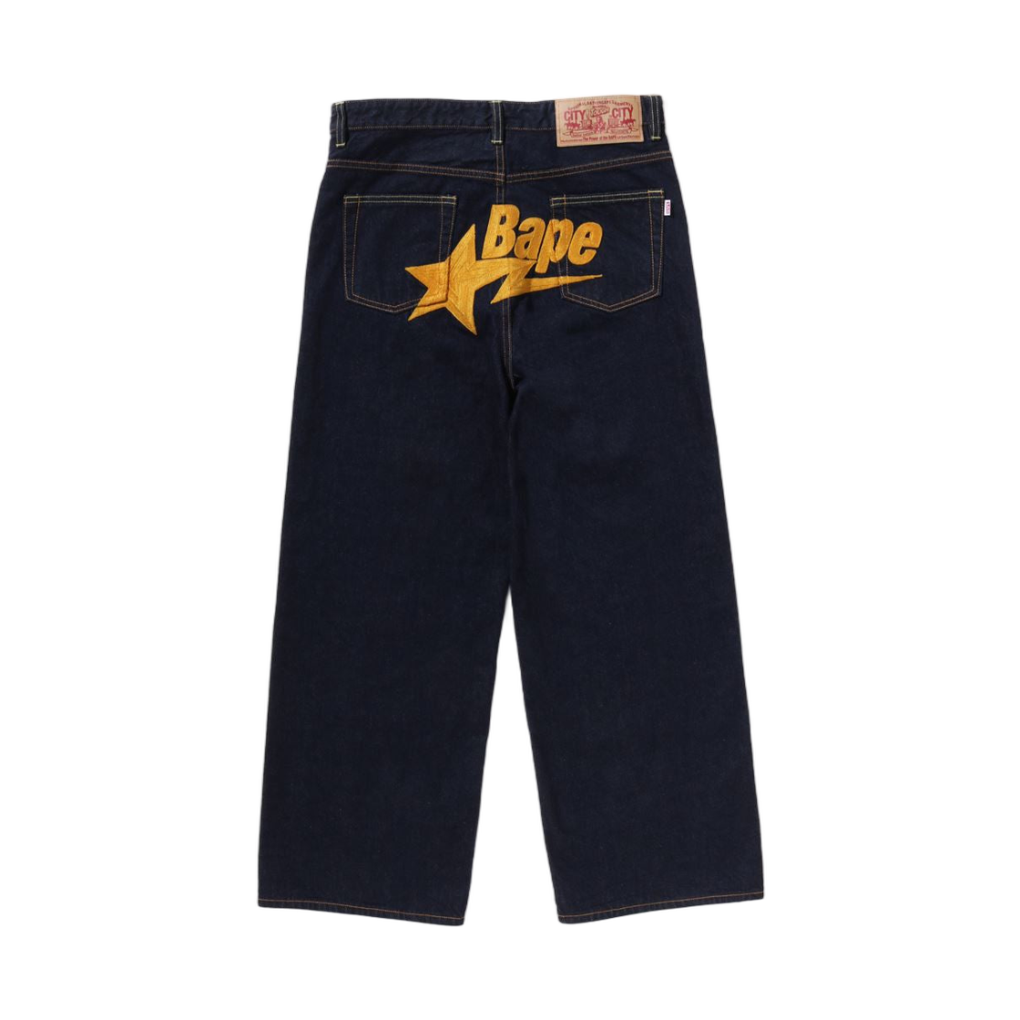 (W) 베이프 스타 자수 배기 데님 팬츠 인디고((W) BAPE Sta Embroidery Baggy Denim Pants Indigo) - 2