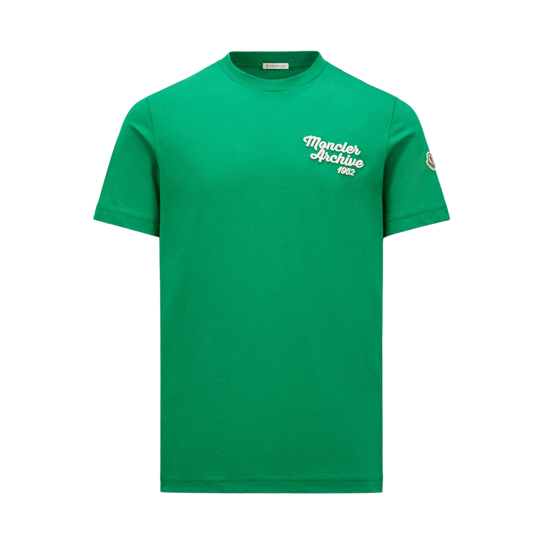 K1-091-8C00063-89AJS-845 Moncler Embroidered Logo Cotton T-Shirt Bright Green - 25SS