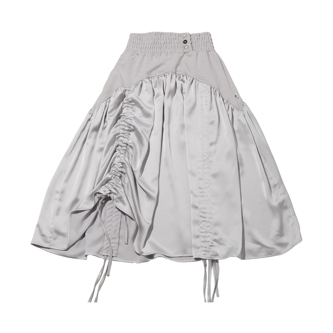 테레루 사이드 러플 플레어 스커트 그레이(TERERU Side Ruffle Flare Skirt Gray)