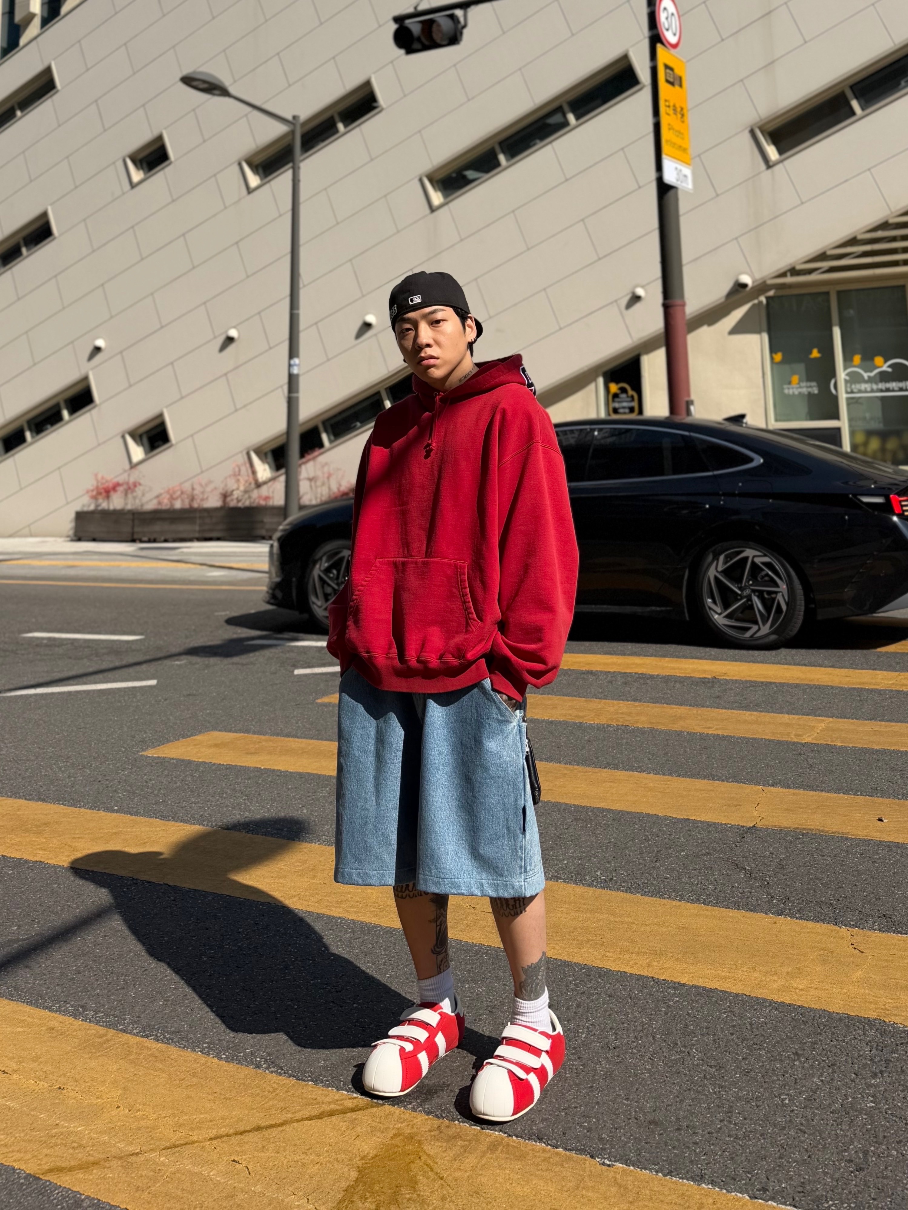 Supreme Team 94 Hooded Sweatshirt Red - 25SS 착용 스타일 - 5