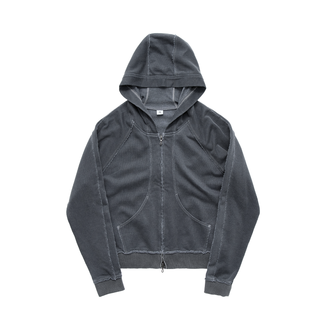 폴리테루 우먼 크롭 집 후디 딥 블루