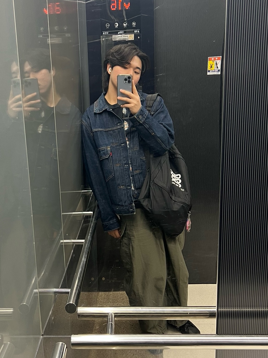 CDG Backpack Black, Needles H.D. BDU Pants Olive 착용 스타일