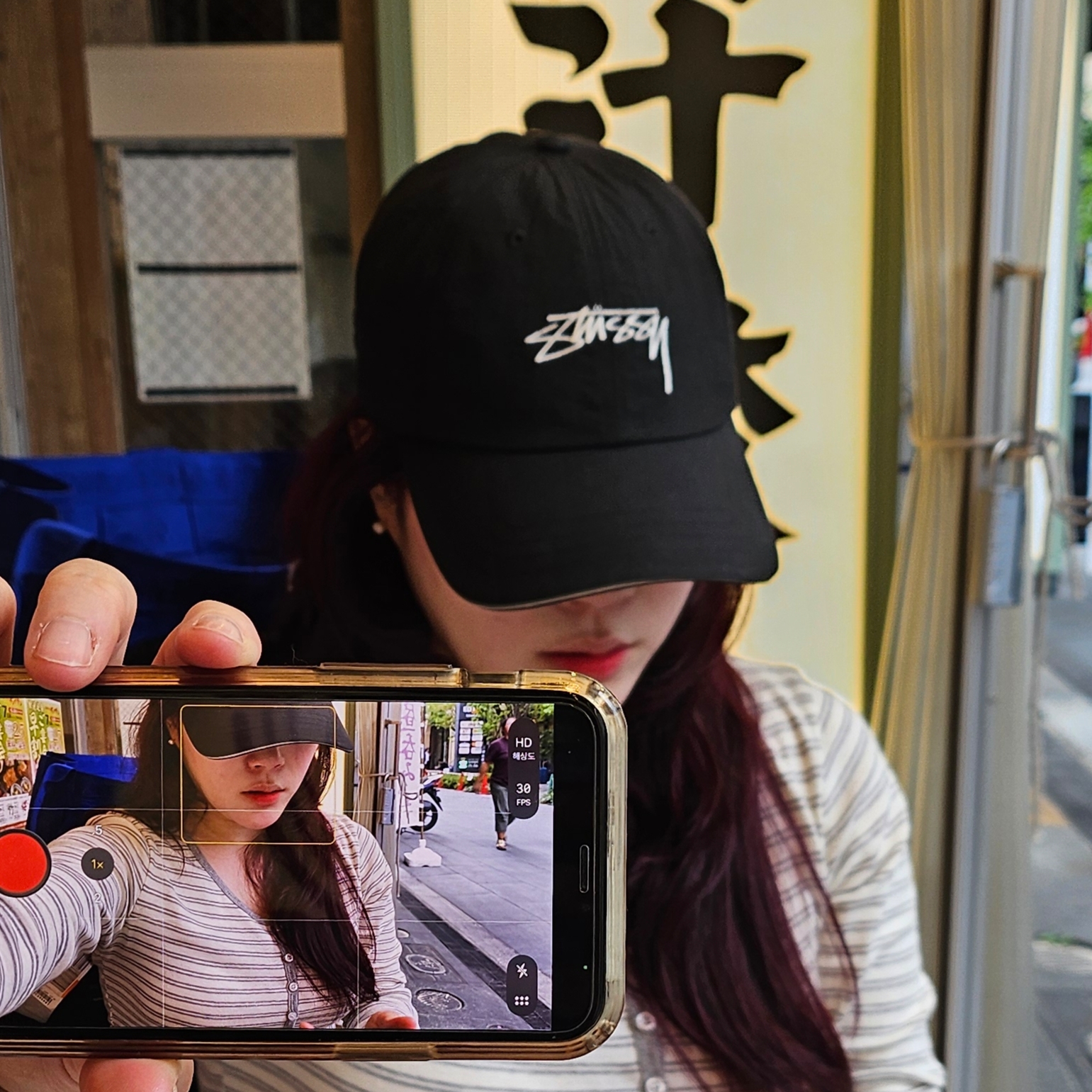 Stussy Low Profile Smooth Stock Strapback Black 착용 스타일