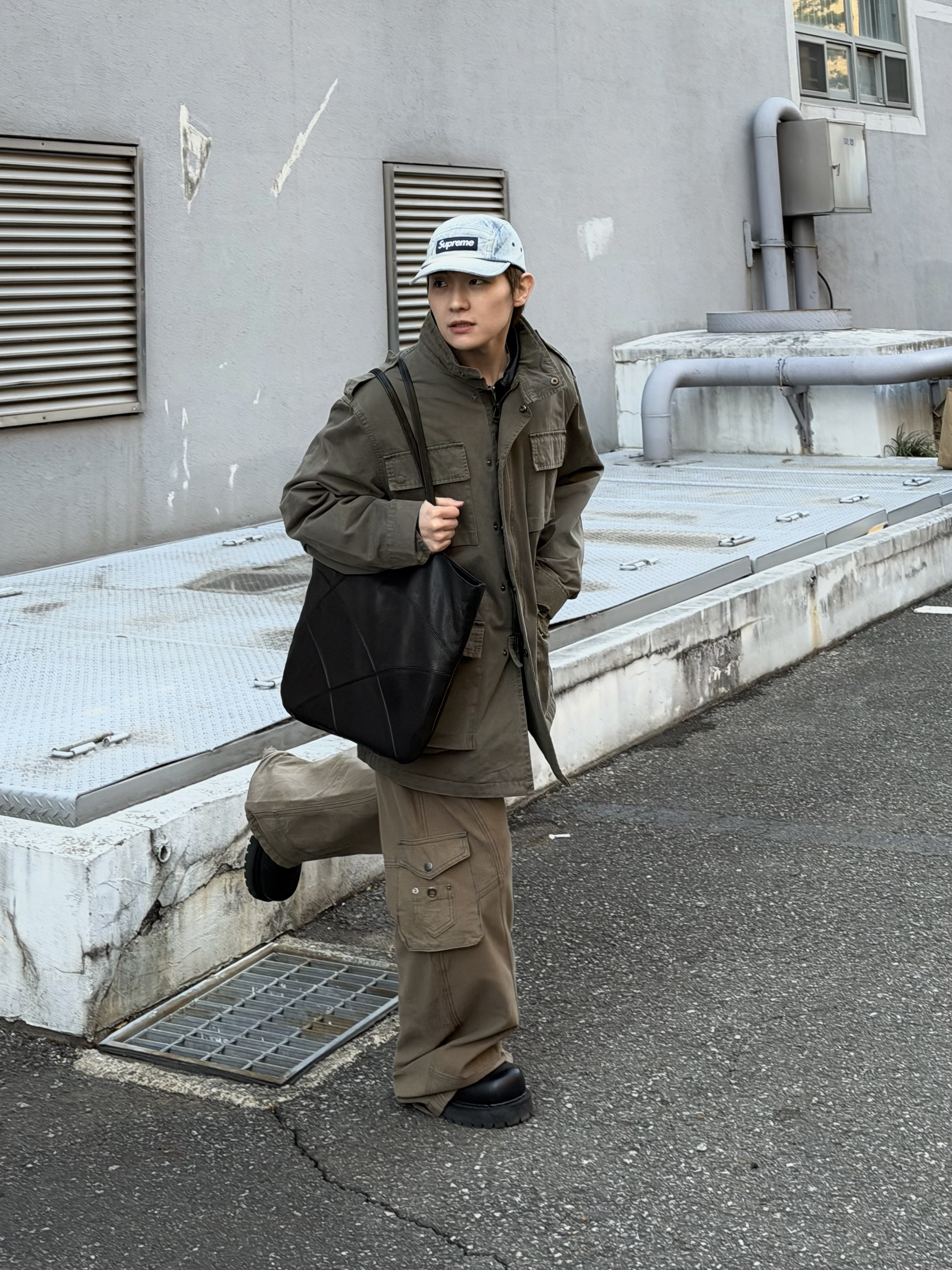 LOSTGARDEN Phantom, Supreme Washed Chino Twill Camp Cap Denim - 25FW 착용 스타일 - 3