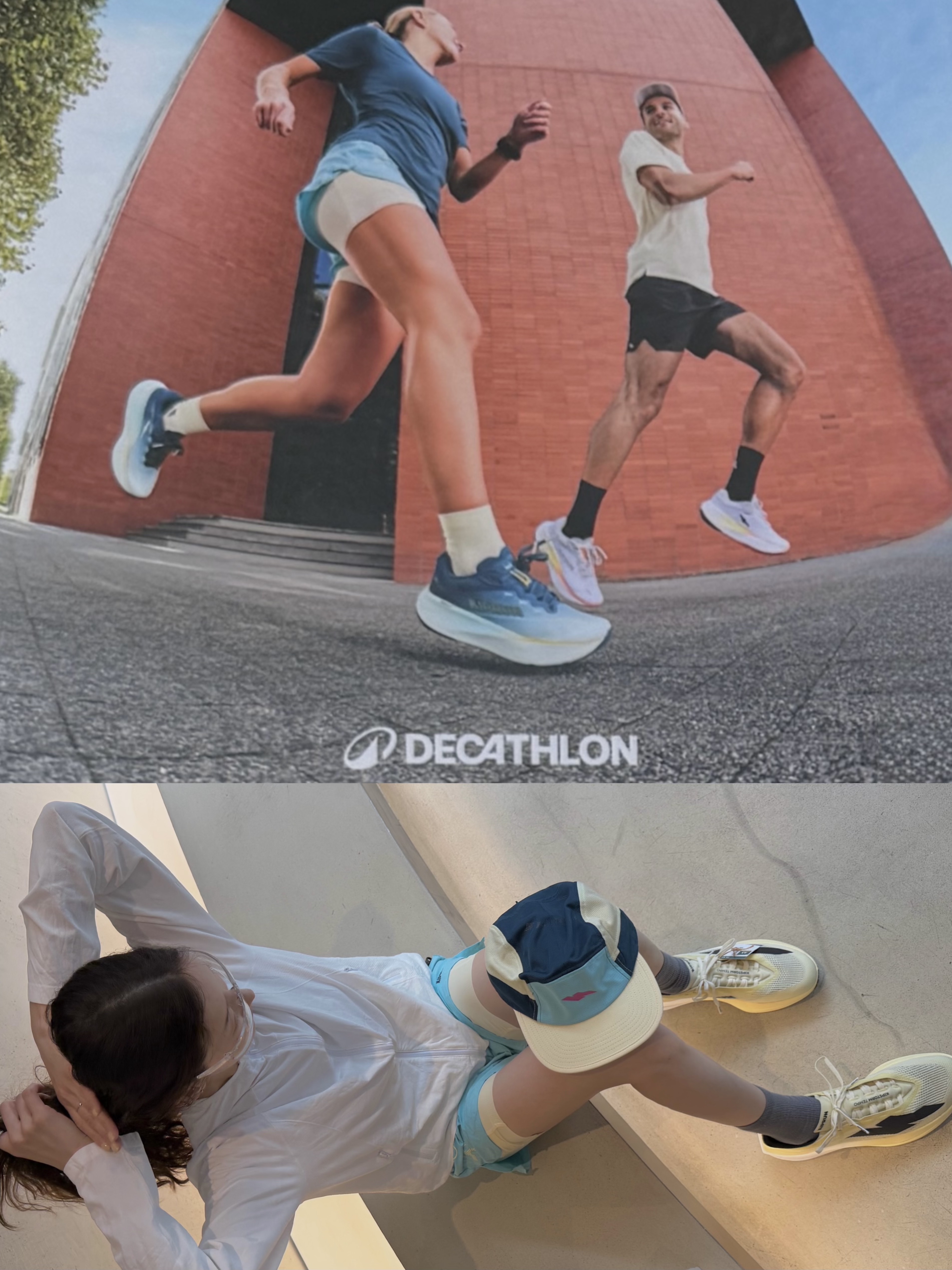 DECATHLON Kiprun Women's Carbon Racing Shoes Kiprun KD900X Elite Vanilla Yellow, DECATHLON Women's Running Short-Sleeved T-Shirt Run Dry 500 Ultra White 착용 스타일 - 4