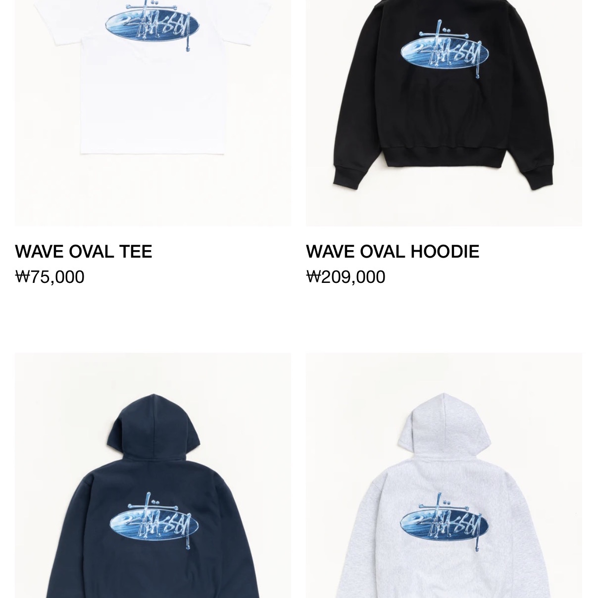 Stussy Wave Oval Hoodie Black, Stussy Wave Oval T-Shirt White 착용 스타일