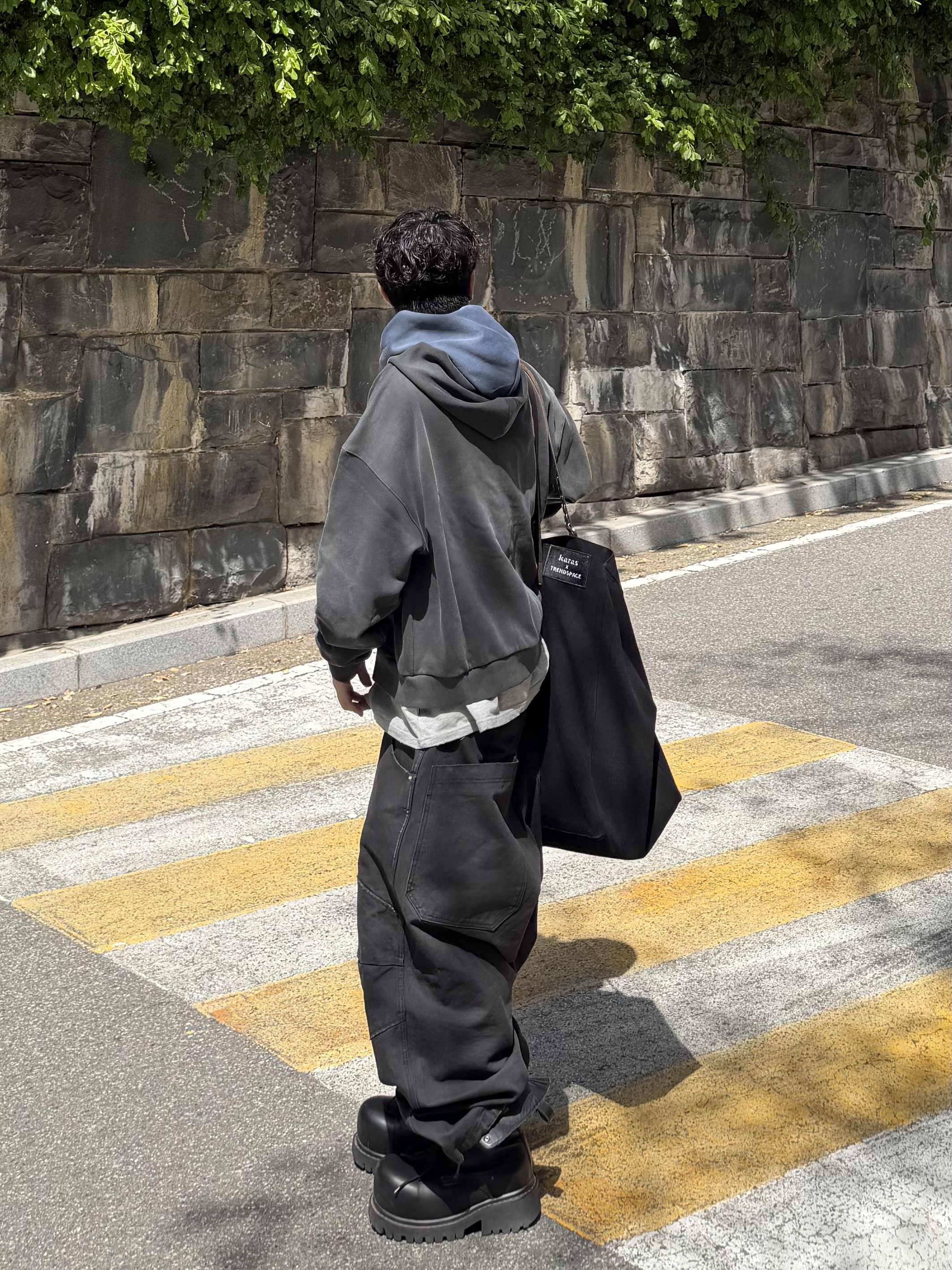 Nonnod Duplex Hooded Zip-Up Chacoal, MJD Canvas 3D Knee Pants Charcoal 착용 스타일 - 3