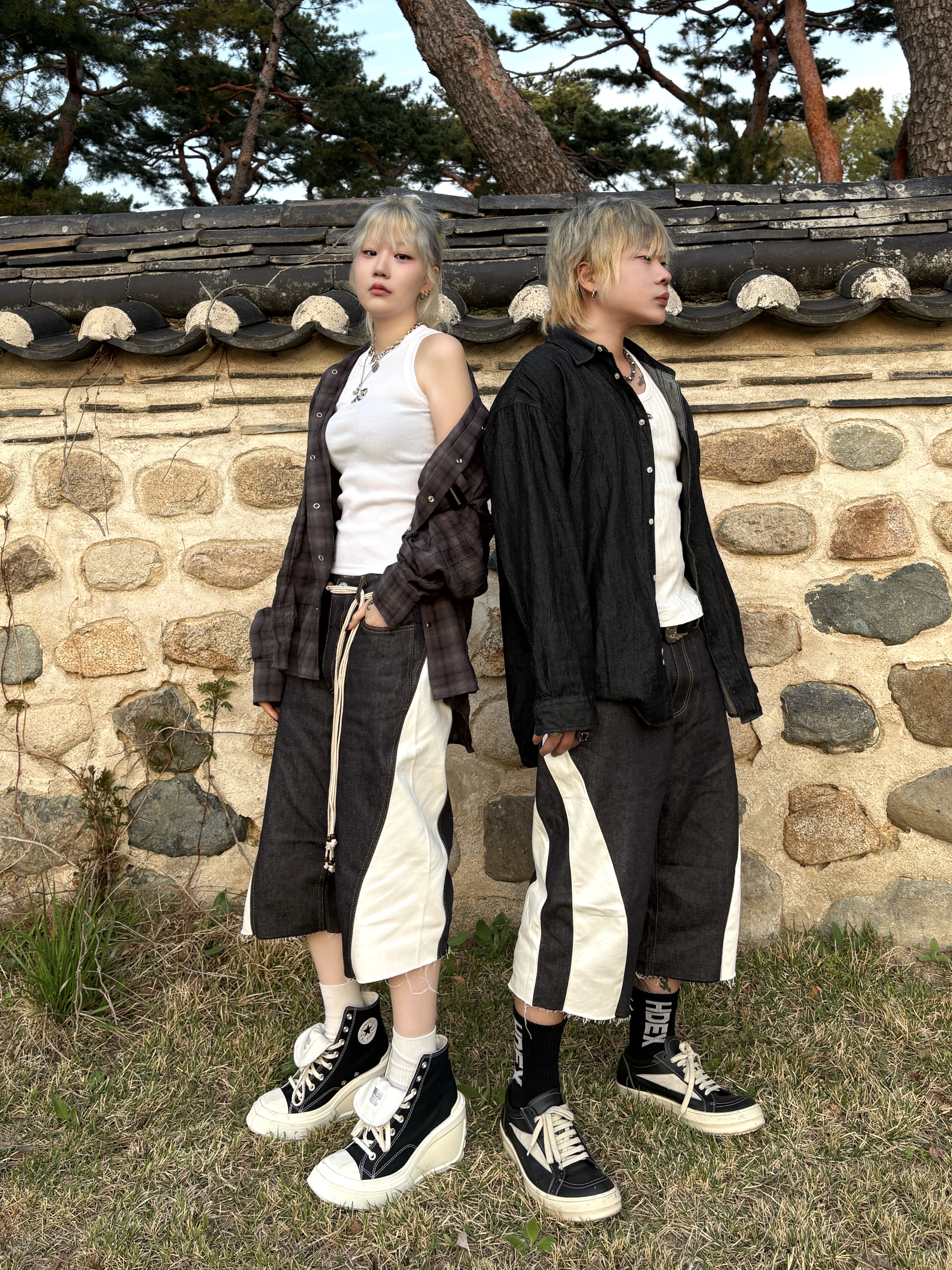 Rick Owens Lido Vintage Sneakers Black Milk, (W) Converse Chuck 70 De Luxe Wedge Black 착용 스타일 - 2