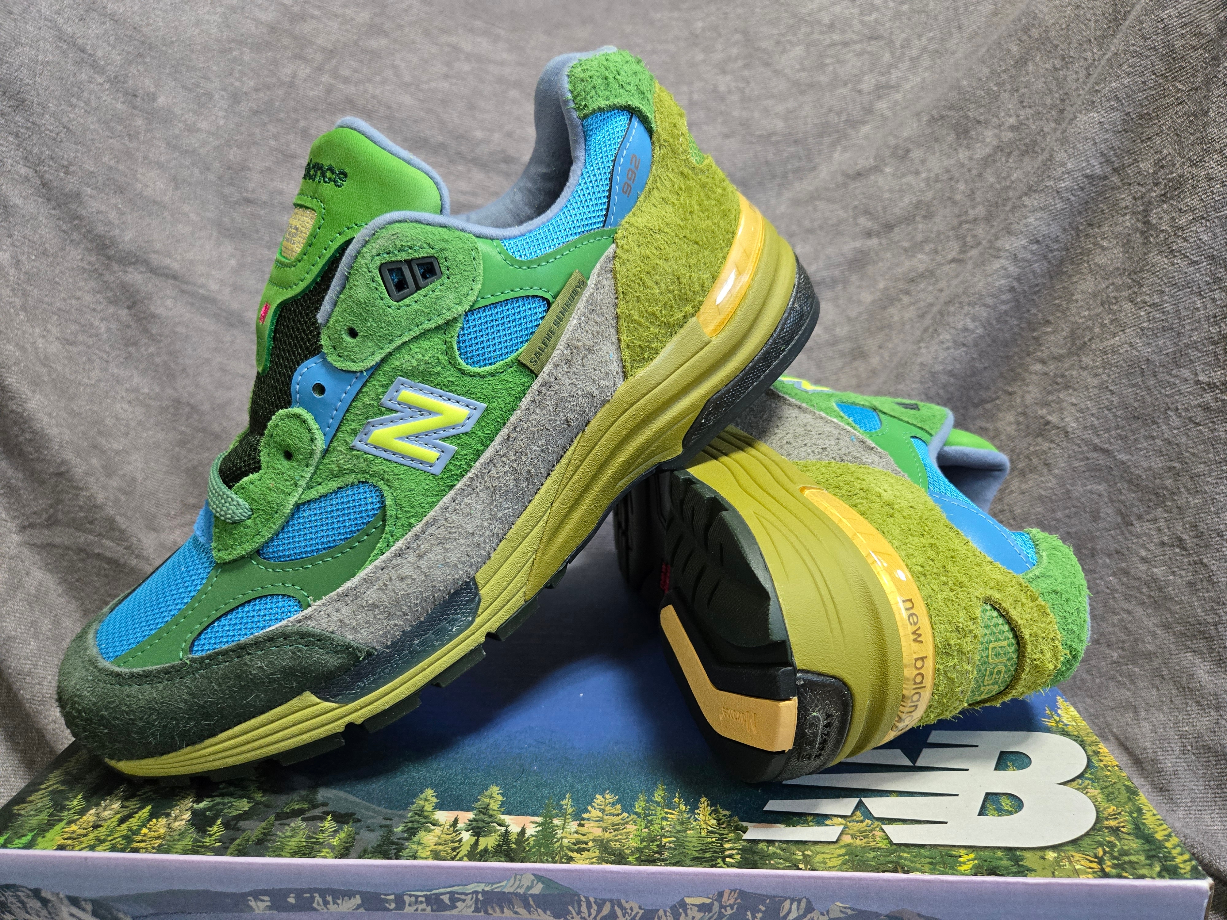 New Balance x Salehe Bembury 992 Green Blue - D Standard, New Balance x Joe Freshgoods 992 Made in USA Aged Well 착용 스타일 - 2