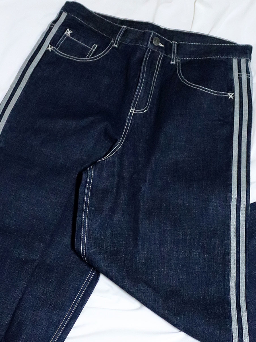 Adidas Originals 90s Alternative Sport Wide Leg Skater Jeans Night Navy - KR Sizing, Adidas Originals 90s Alternative Sport Wide Leg Skater Jeans Night Navy - US Sizing 착용 스타일 - 1