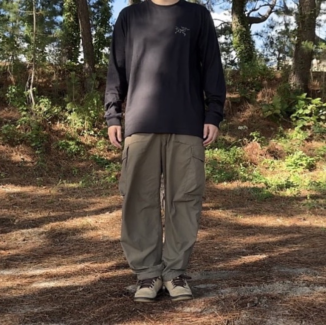 Arc'teryx Kragg SL Cotton LS Shirt Black 착용 스타일