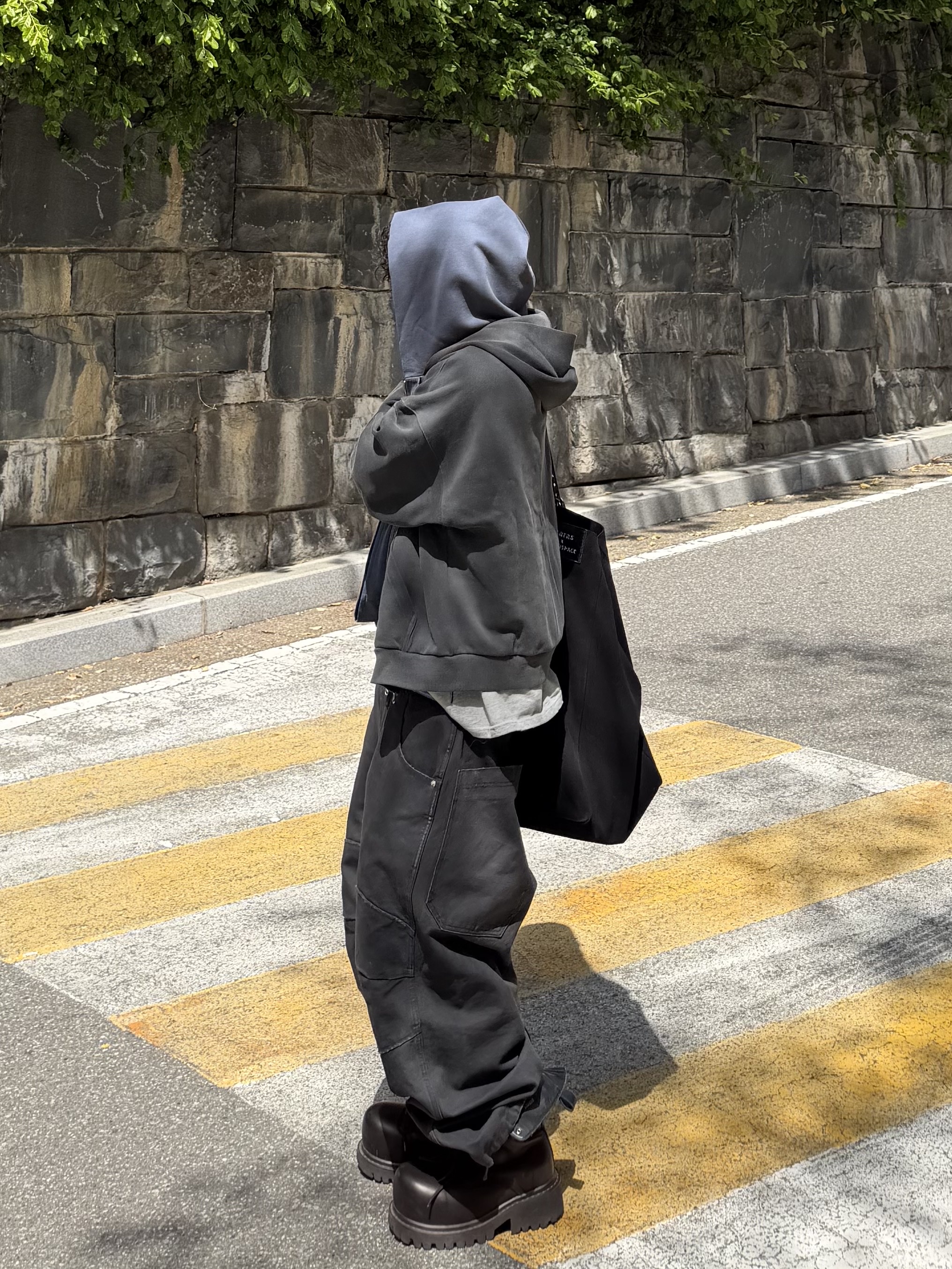 Nonnod Duplex Hooded Zip-Up Chacoal, MJD Canvas 3D Knee Pants Charcoal 착용 스타일 - 1