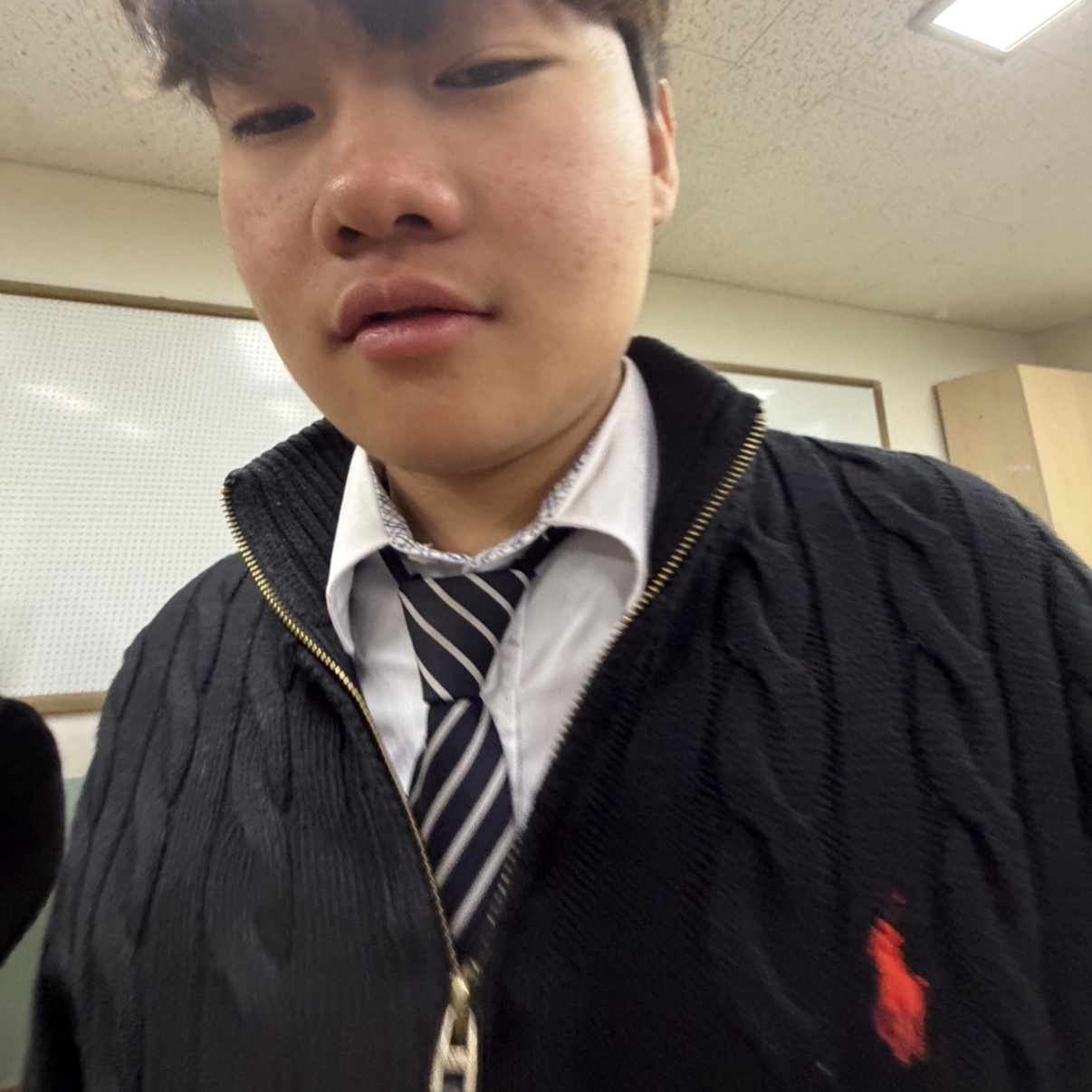 [10%적립] Polo Ralph Lauren Cable Knit Cotton Quarter Zip Sweater Polo Black - 26SS 착용 스타일