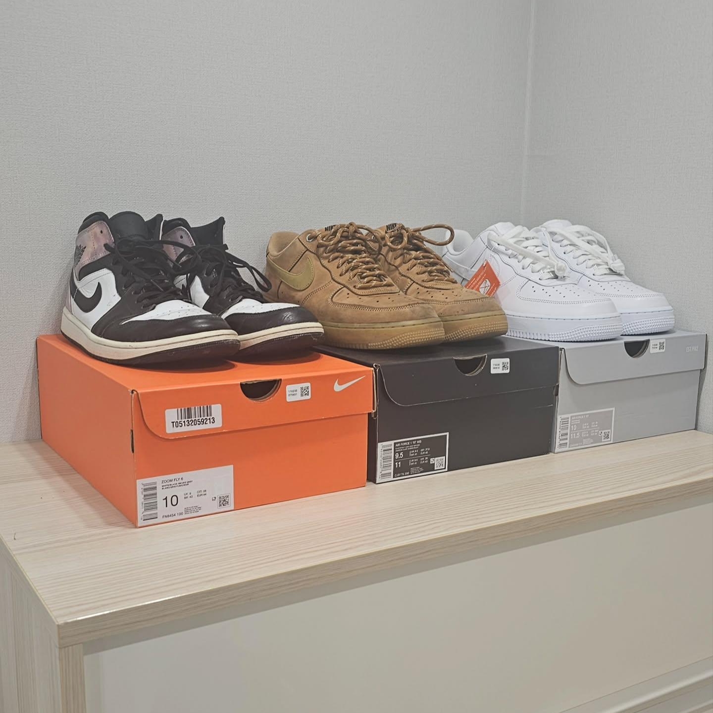Nike Air Force 1 '07 Low White, Nike Air Force 1 '07 WB Flax 착용 스타일