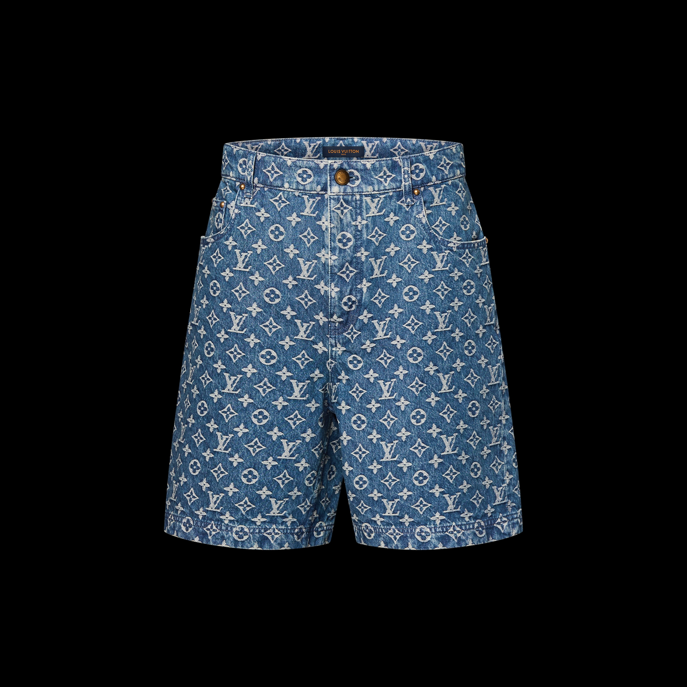 Louis Vuitton Monogram Denim Shorts Indigo 착용 스타일 - 2