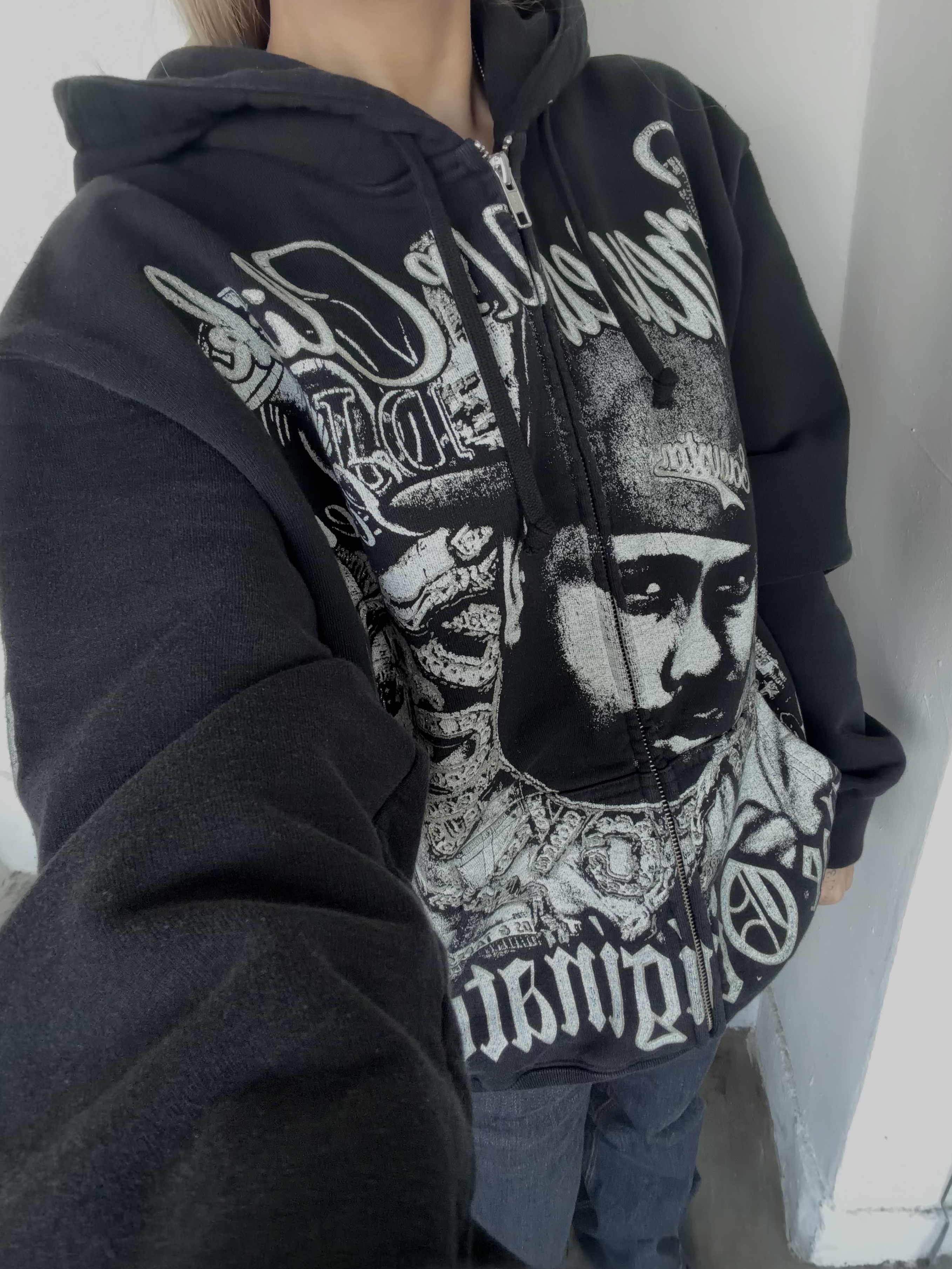 Supreme x DJ Screw Zip Up Hooded Sweatshirt Black - 26SS 착용 스타일