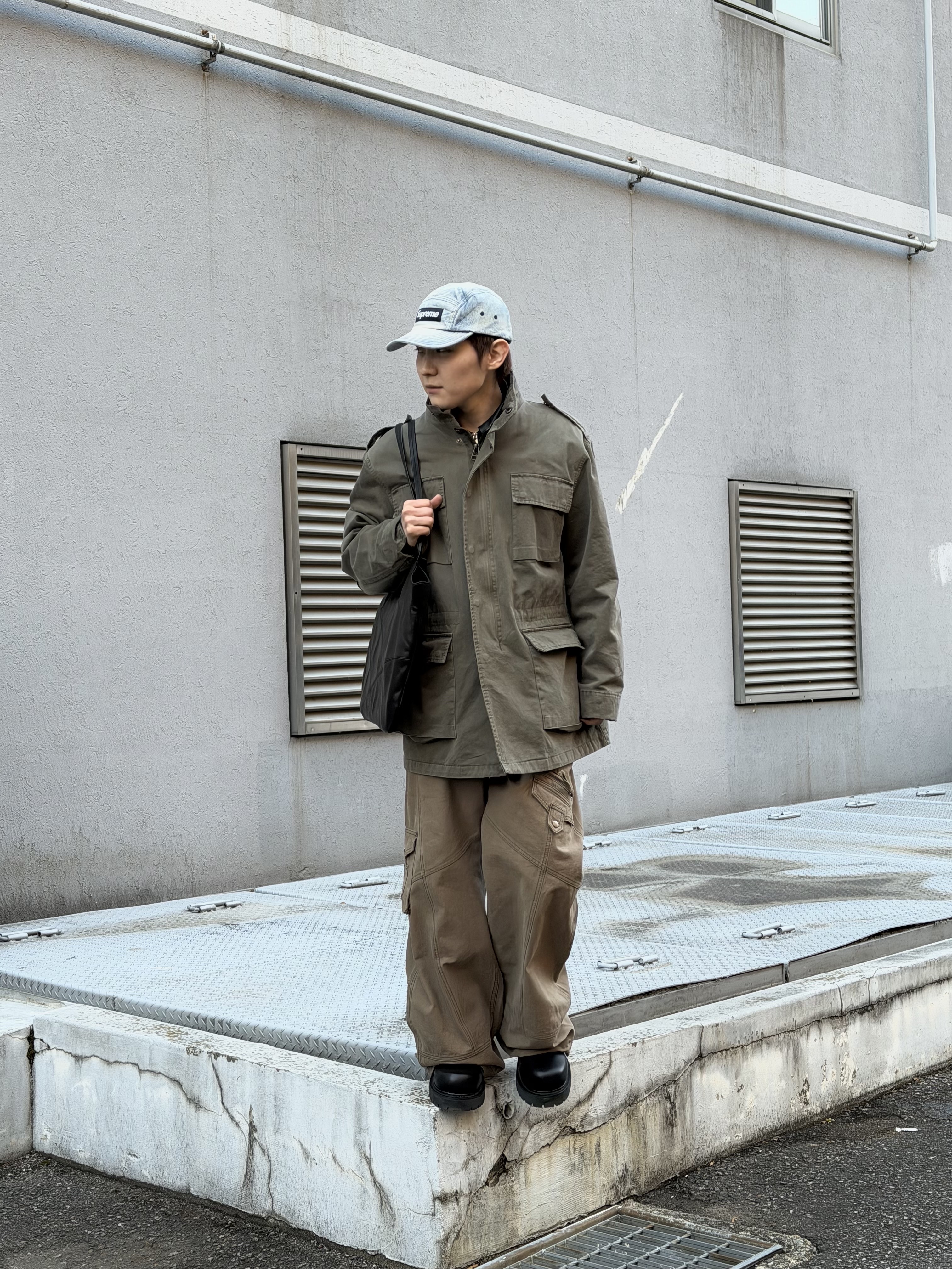 LOSTGARDEN Phantom, Supreme Washed Chino Twill Camp Cap Denim - 25FW 착용 스타일 - 5