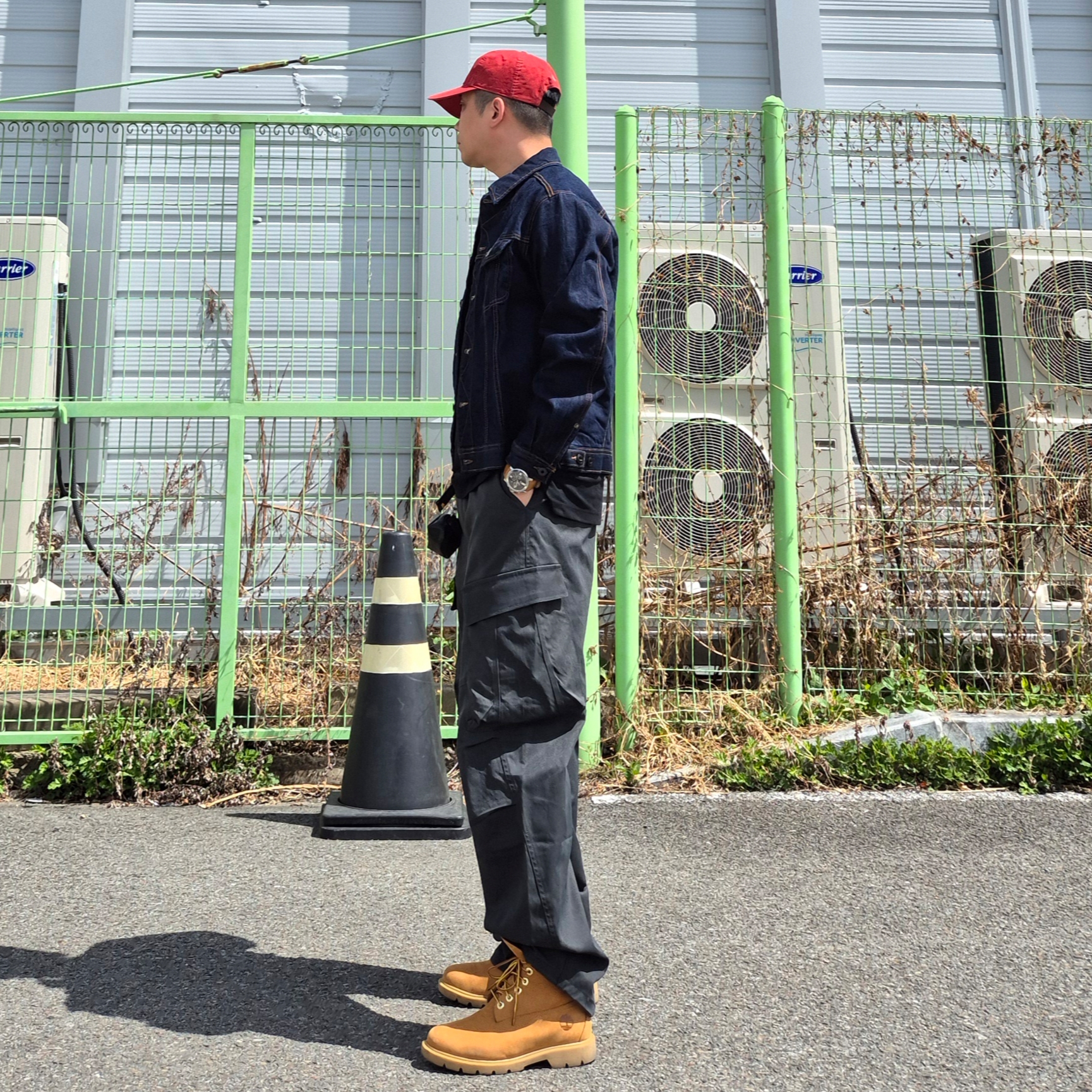 Timberland Premium 6 inch Waterproof Boot Wheat Nubuck - Wide, Sunday Ceremony Vintage Washed 5 Panel Cotton Cap - Red 착용 스타일 - 3