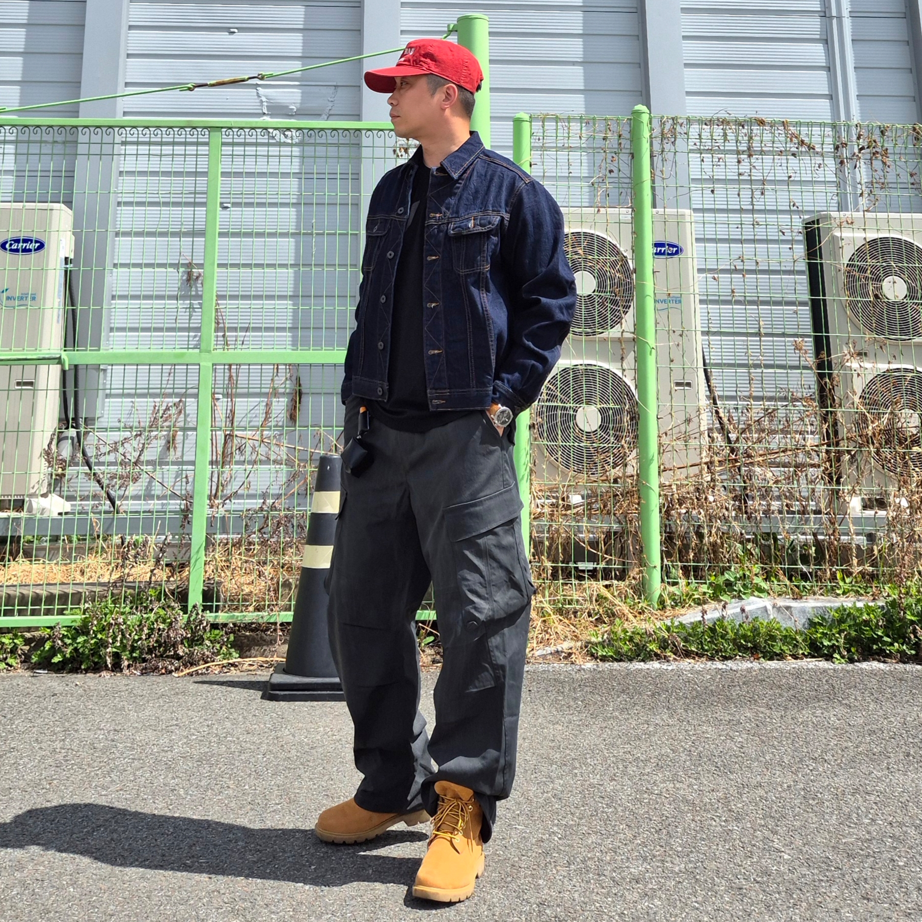Timberland Premium 6 inch Waterproof Boot Wheat Nubuck - Wide, Sunday Ceremony Vintage Washed 5 Panel Cotton Cap - Red 착용 스타일 - 1