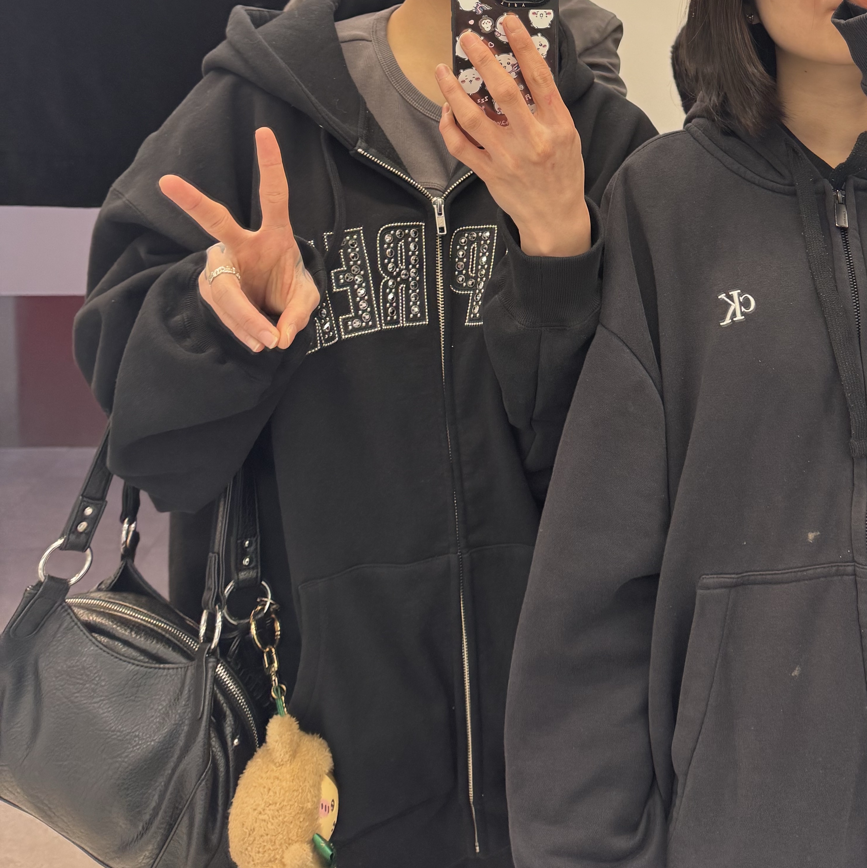 Supreme x B.B. Simon Zip Up Hooded Sweatshirt Black - 25SS 착용 스타일 - 2