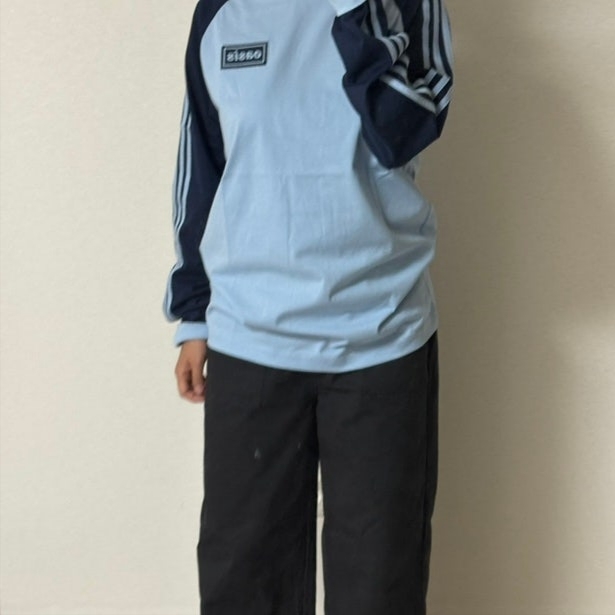 Adidas x Oasis Tour 3-Stripes Longsleeve T-Shirt Clear Sky Night Indigo  - KR Sizing 착용 스타일