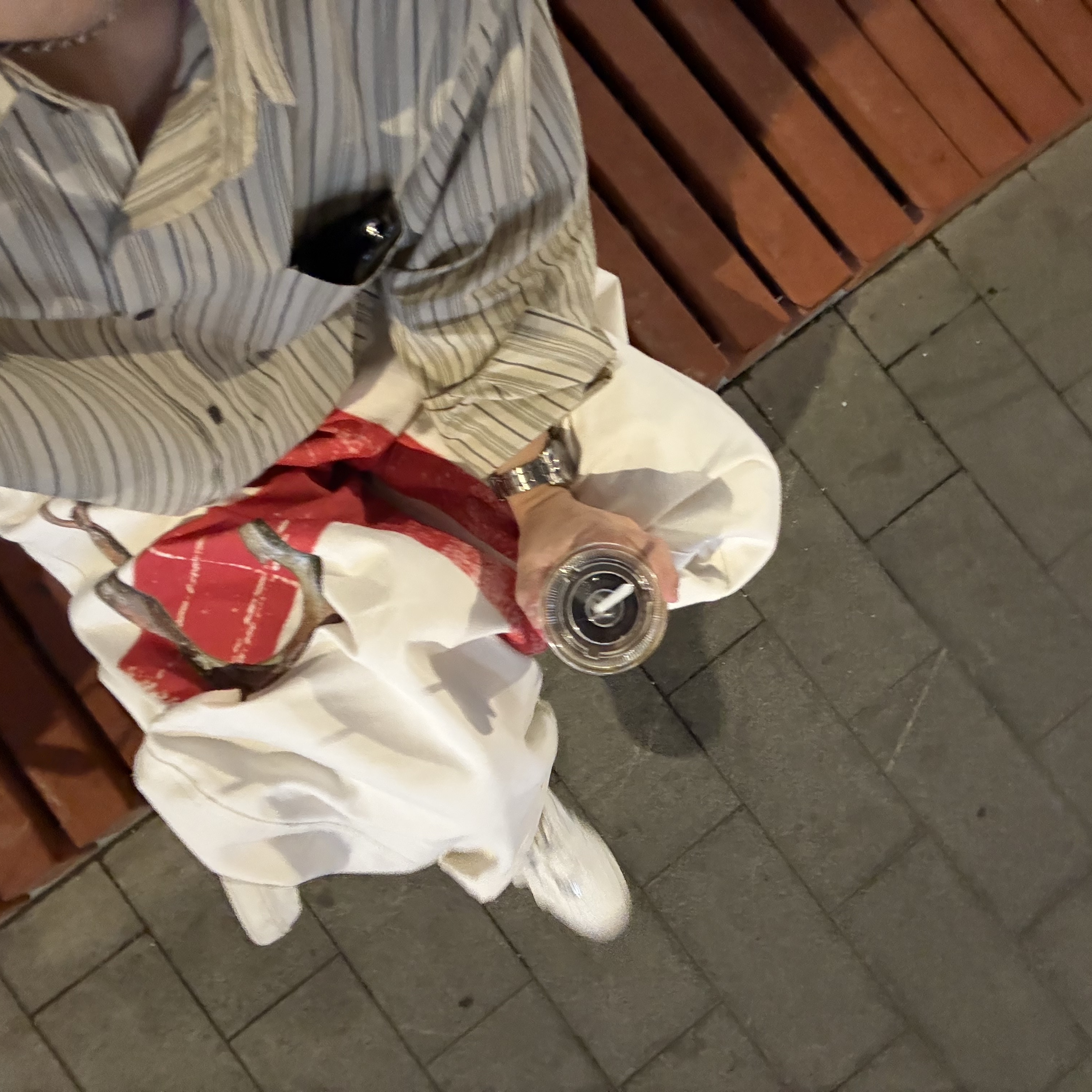 BAPE Bape Sta Low #6 Triple White, Suade Striped Over Shirt Beige 착용 스타일