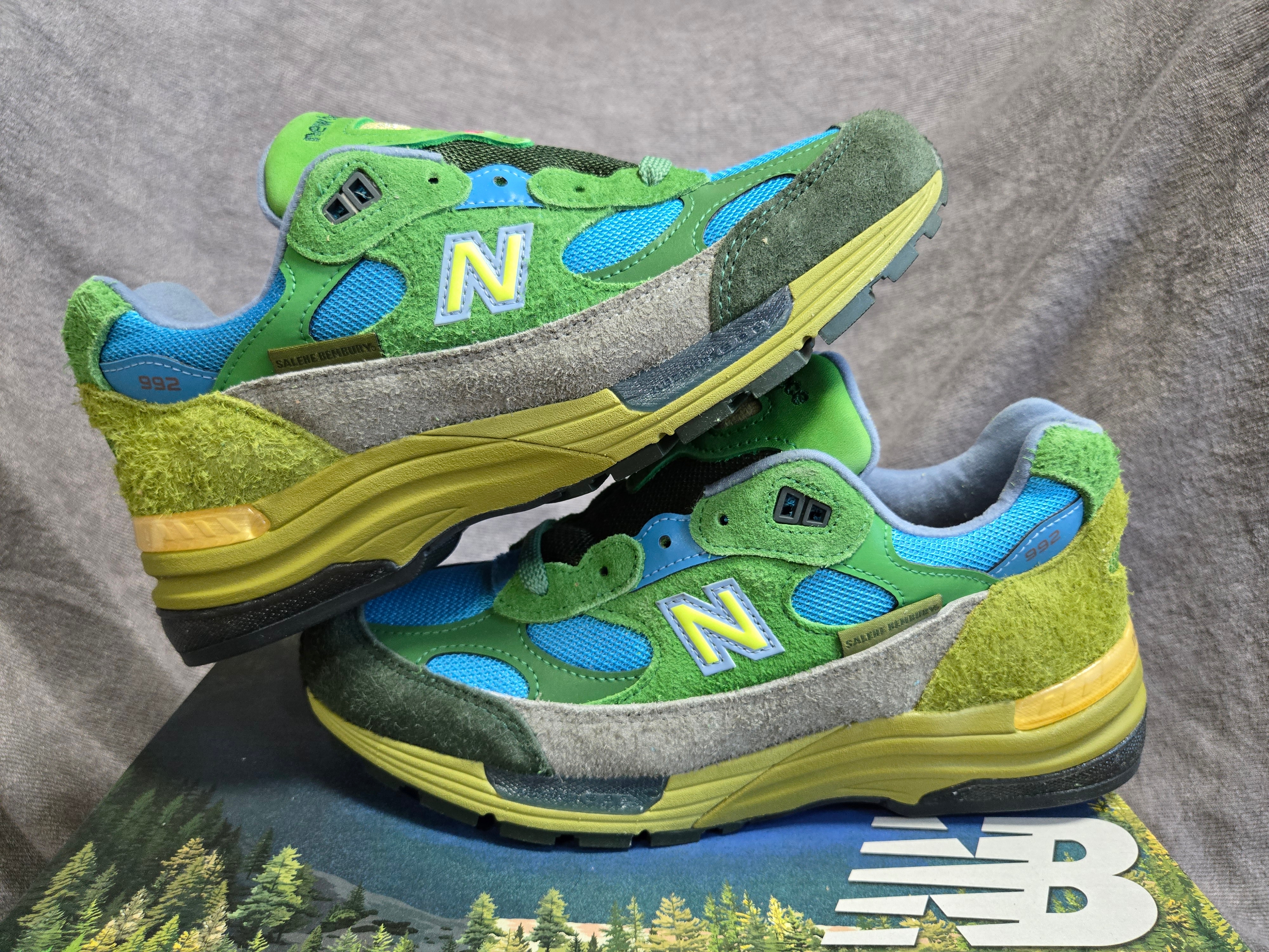 New Balance x Salehe Bembury 992 Green Blue - D Standard, New Balance x Joe Freshgoods 992 Made in USA Aged Well 착용 스타일 - 1