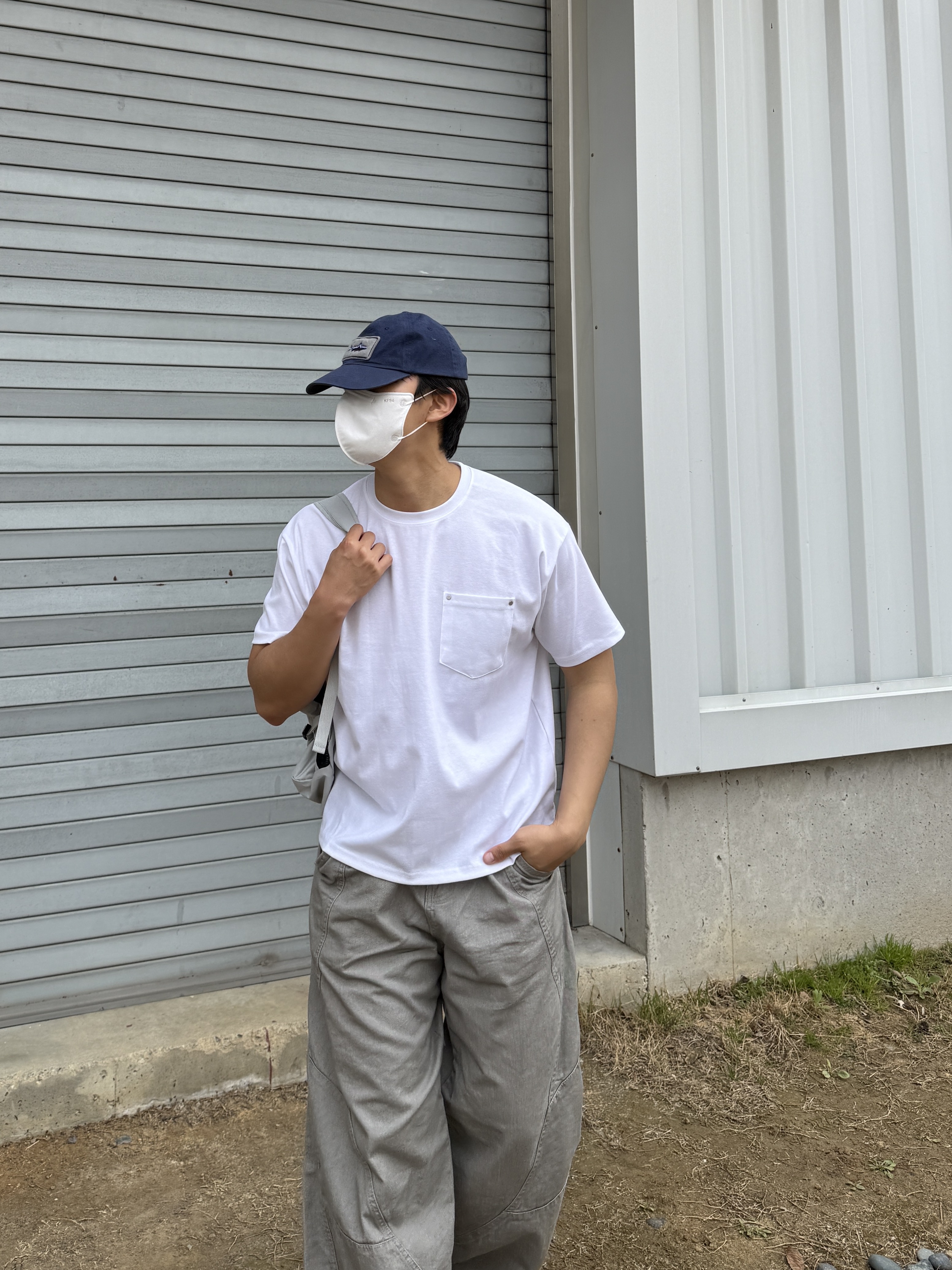Patagonia P-6 Label Trad Cap Utility Blue, Patagonia P-6 Label Trad Cap Navy 착용 스타일 - 1