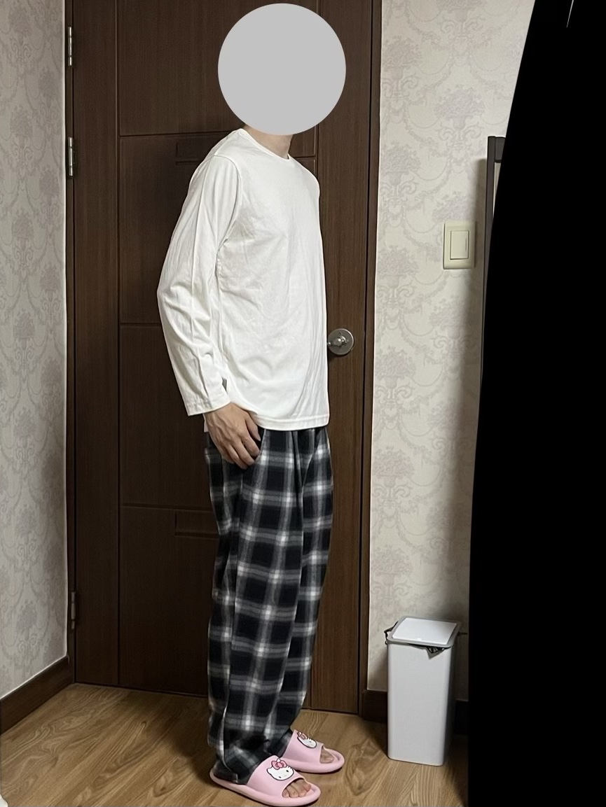 Printstar Basic Round Long Sleeve T-Shirt White (2Pack) 착용 스타일