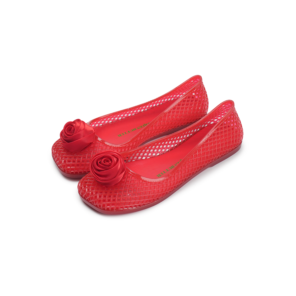 그린버터 로즈 클리어 플랫 레드(Green Butter Rose Clear Flats Red)