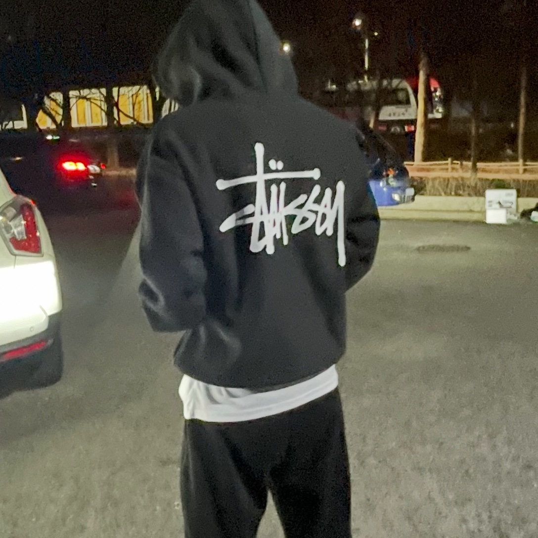 Stussy Basic Stussy Hoodie Black 착용 스타일