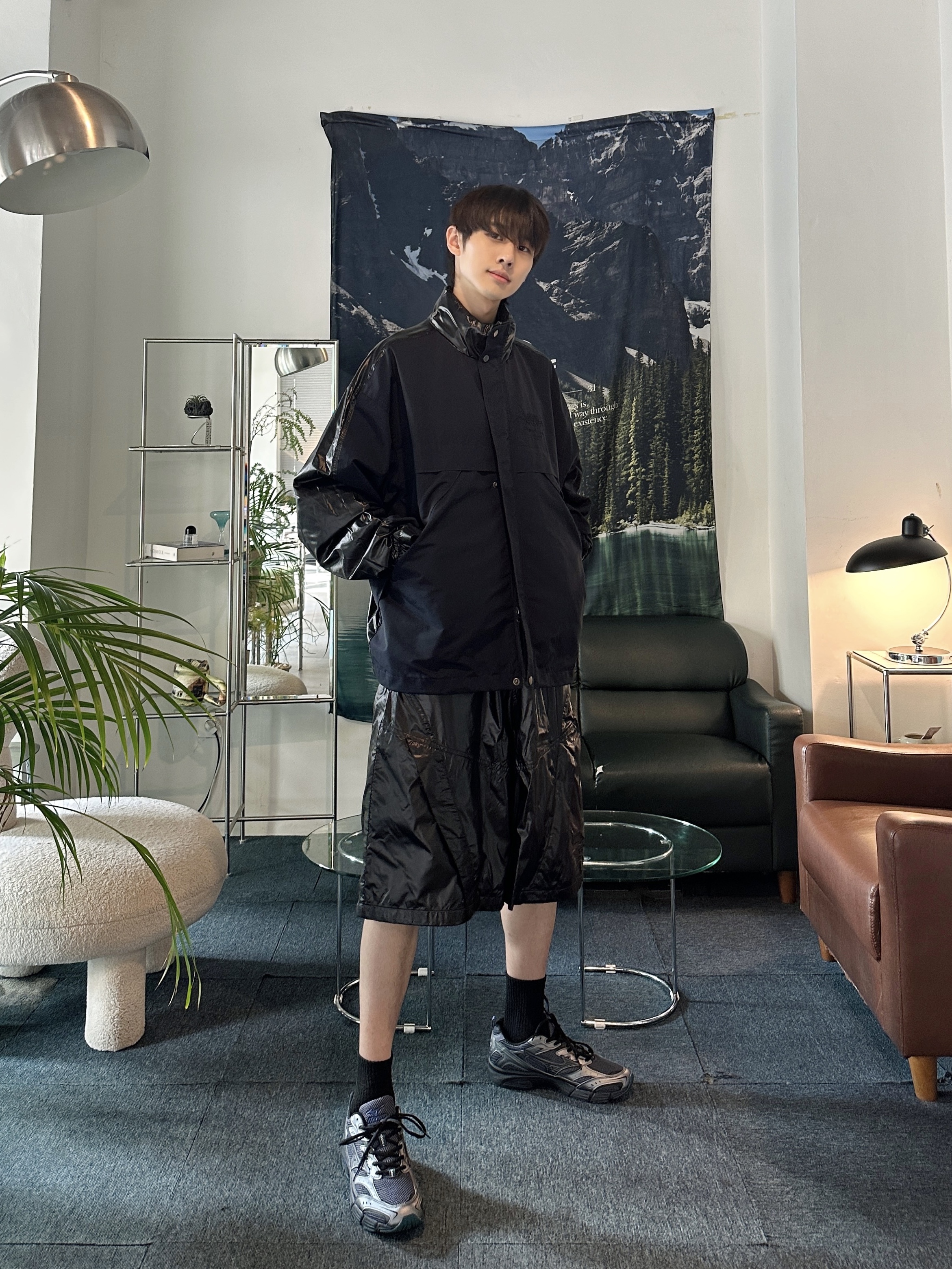NAUTICA x Undermycar - NTC X UMC UTILITY SHORTS - BLACK, Undermycar x Nautica Utility Parka Black - 25SS 착용 스타일 - 1
