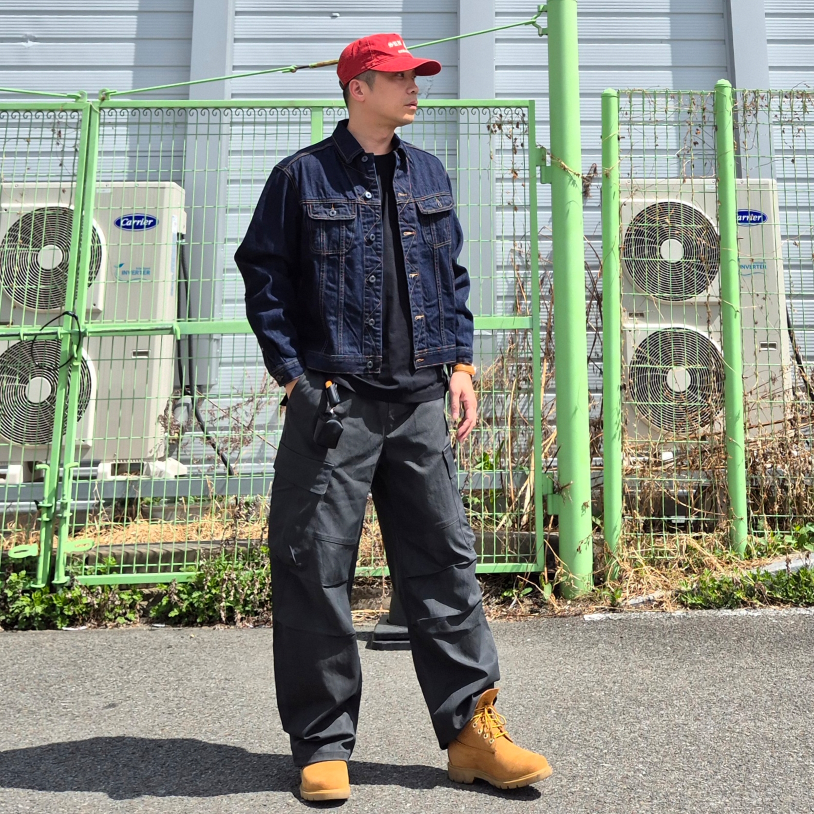 Timberland Premium 6 inch Waterproof Boot Wheat Nubuck - Wide, Sunday Ceremony Vintage Washed 5 Panel Cotton Cap - Red 착용 스타일 - 3