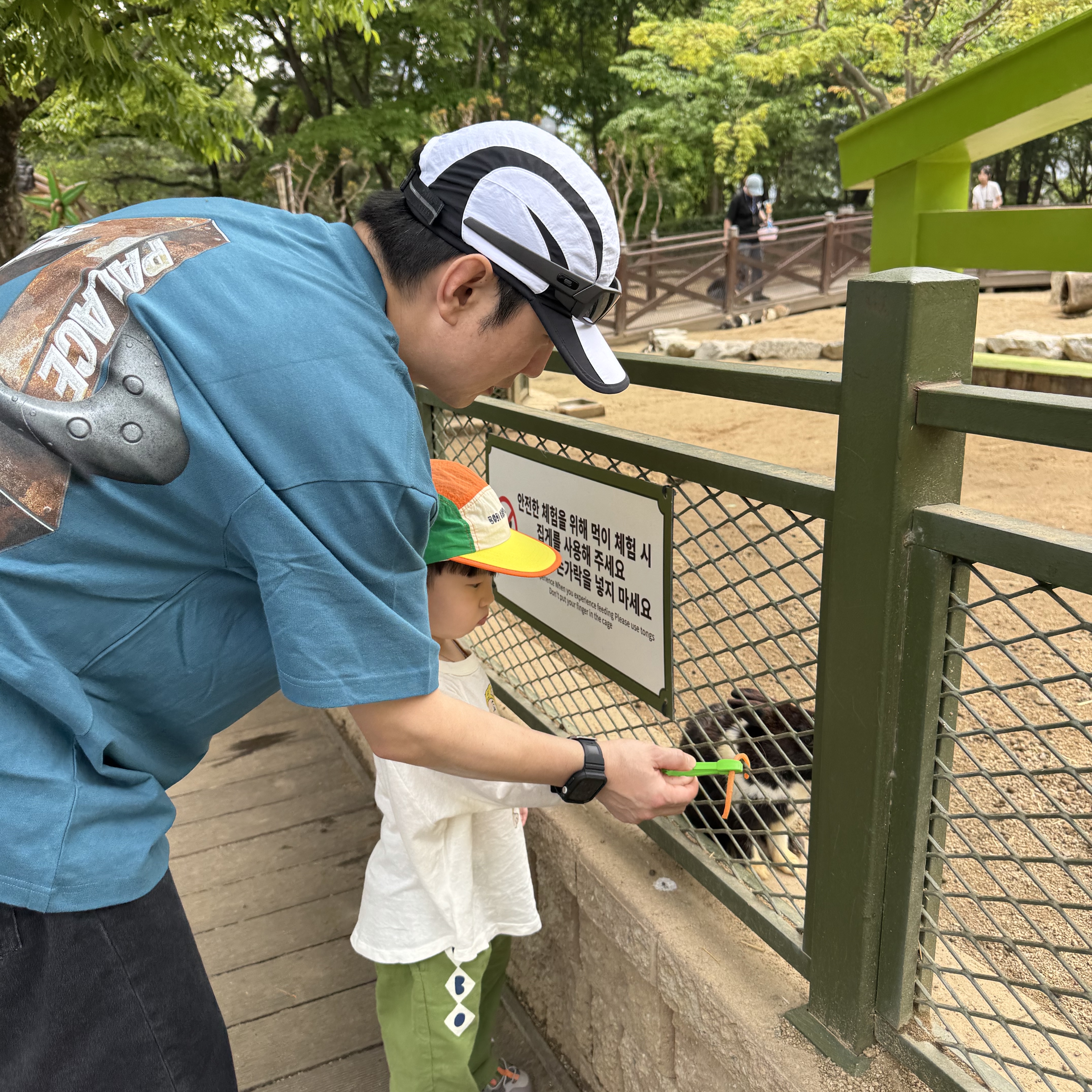 Palace x Oakley T-Shirt Petrol - 24FW, Palace Tri Strike Shell Runner Cloud - 25SS 착용 스타일 - 1