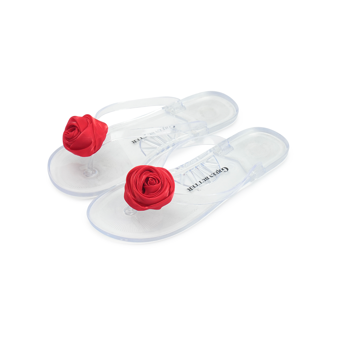 그린버터 로즈 클리어 플립플랍 레드(Green Butter Rose Clear Flip-Flops Red)