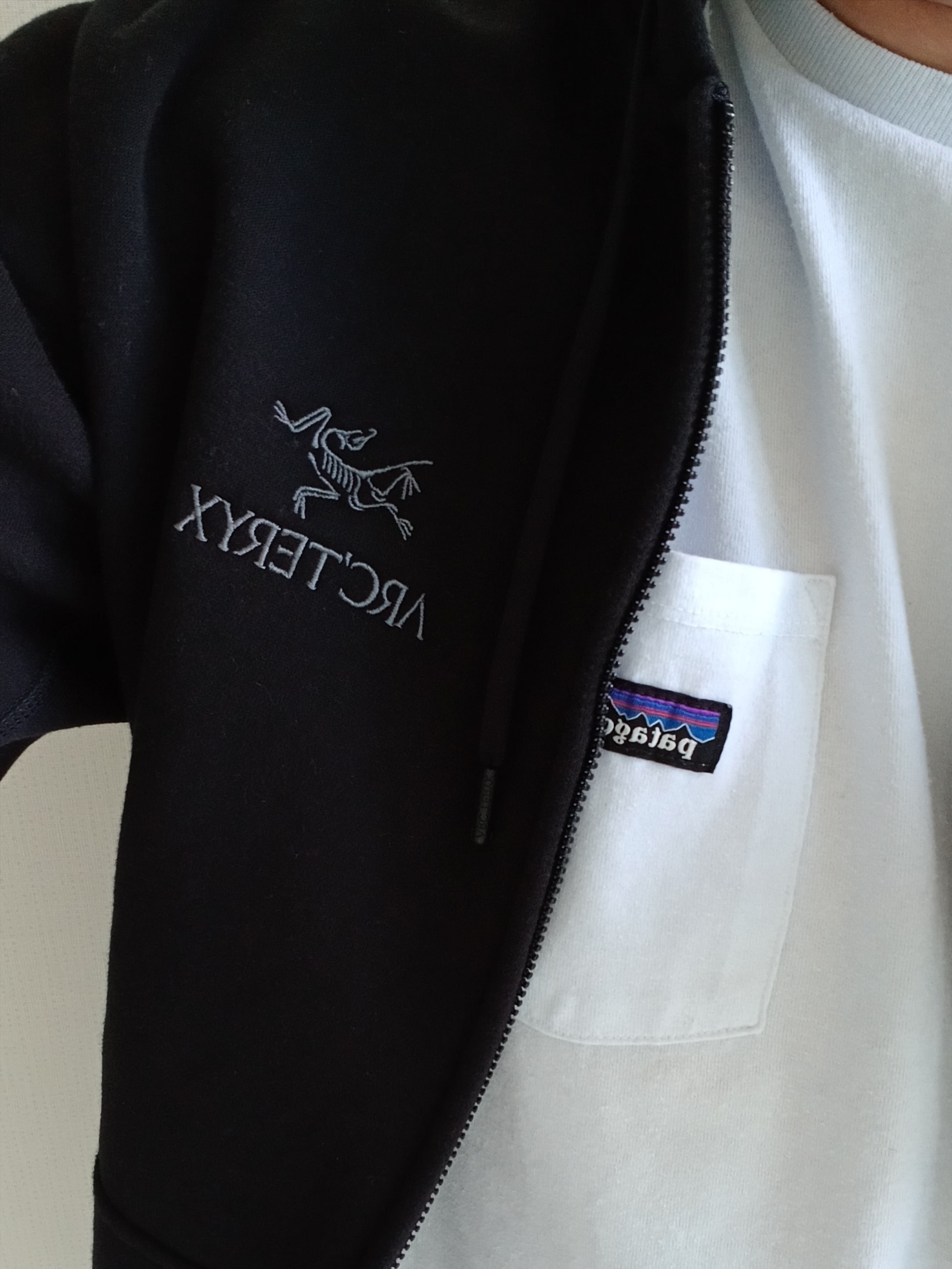 Patagonia Daily Pocket Short Sleeve T-Shirt Birch White, Patagonia Terrebonne Joggers Black 착용 스타일 - 2