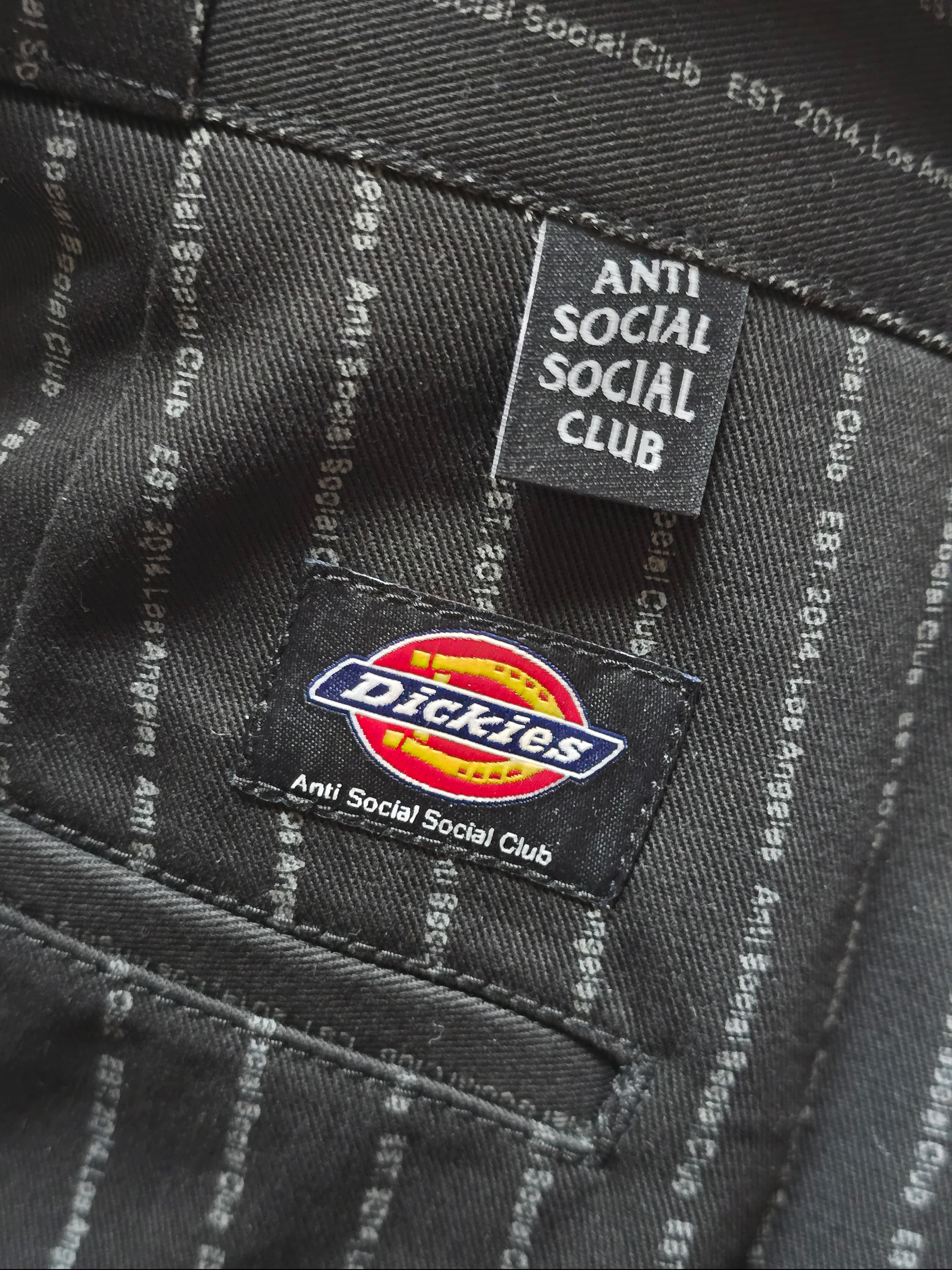 Anti Social Social Club x Dickies Stripe 874 Pants Black, Dr. Martens 1461 Bex Black 착용 스타일 - 2