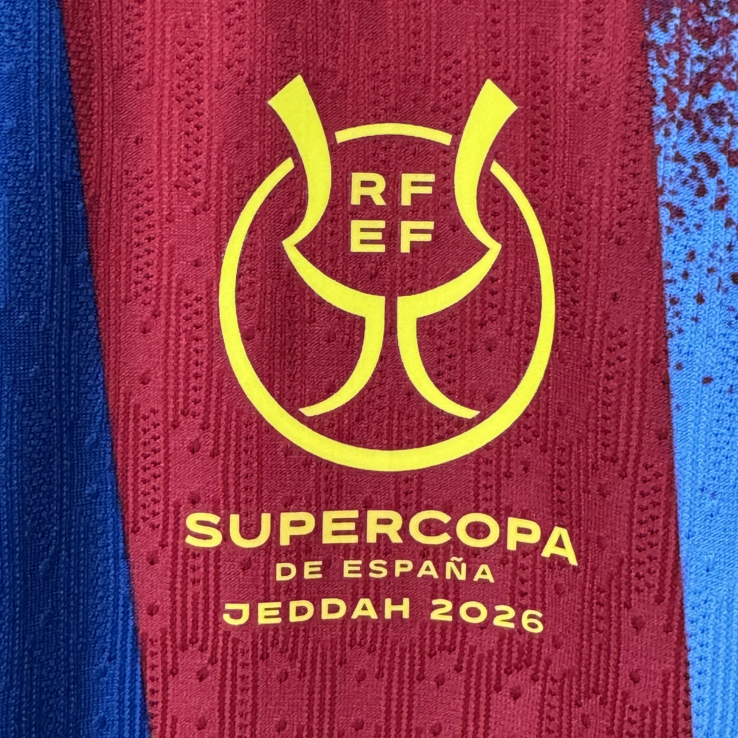 Nike FC Barcelona 2025/26 Stadium Fourth Dri-Fit Soccer Replica Jersey Gym Blue Salsa Red (Non Marking Ver.) 착용 스타일 - 7