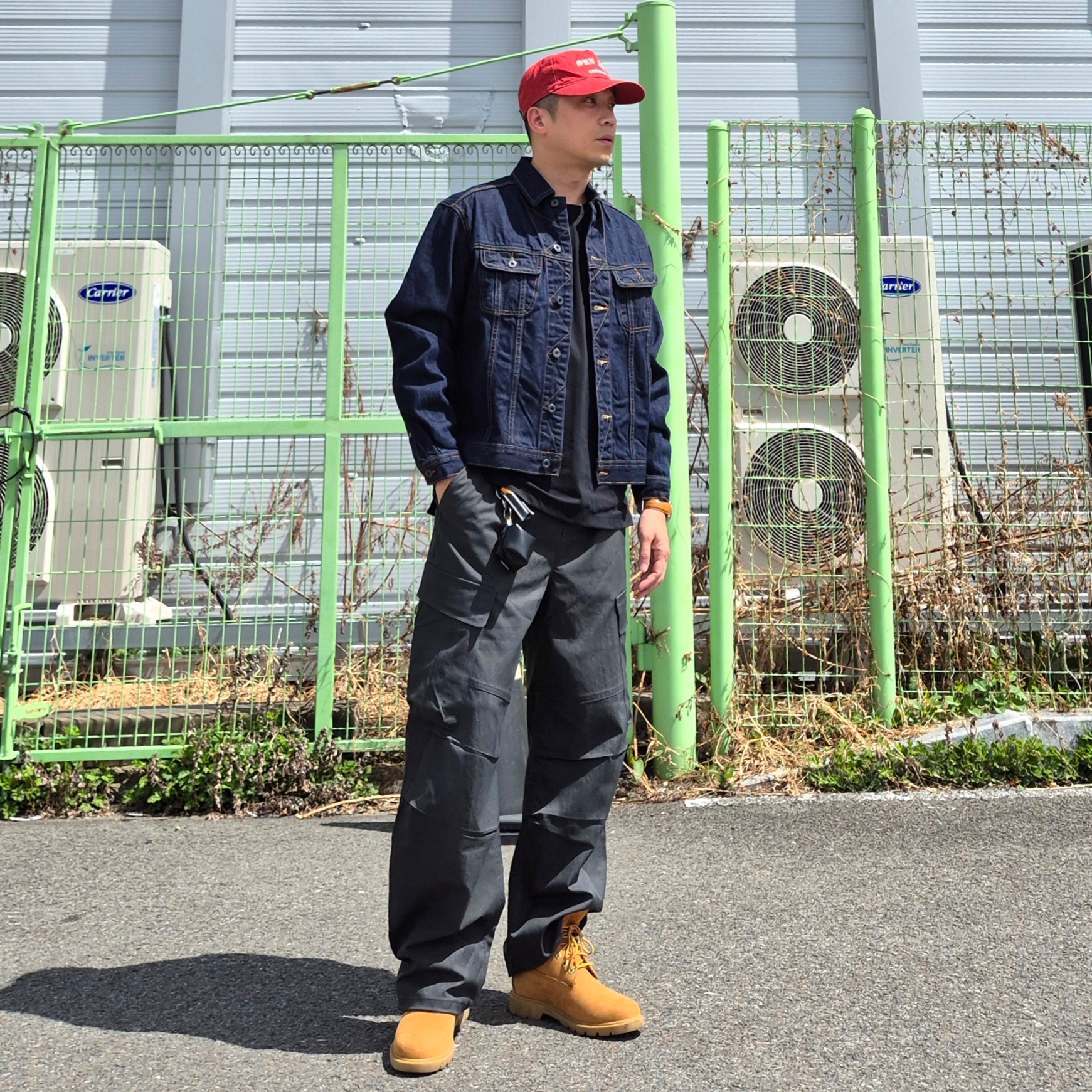 Timberland Premium 6 inch Waterproof Boot Wheat Nubuck - Wide, Sunday Ceremony Vintage Washed 5 Panel Cotton Cap - Red 착용 스타일 - 1