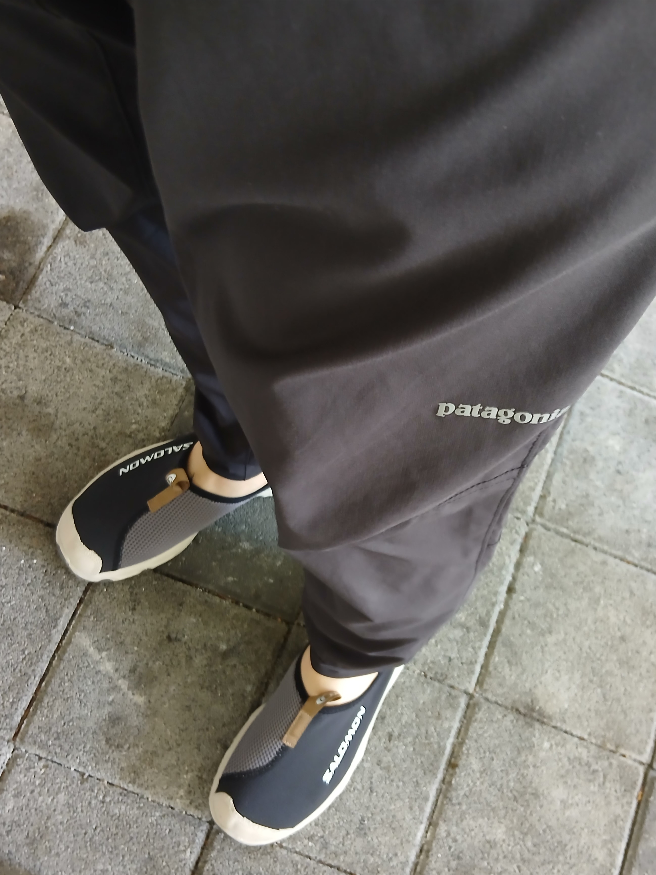 Patagonia Daily Pocket Short Sleeve T-Shirt Birch White, Patagonia Terrebonne Joggers Black 착용 스타일 - 5