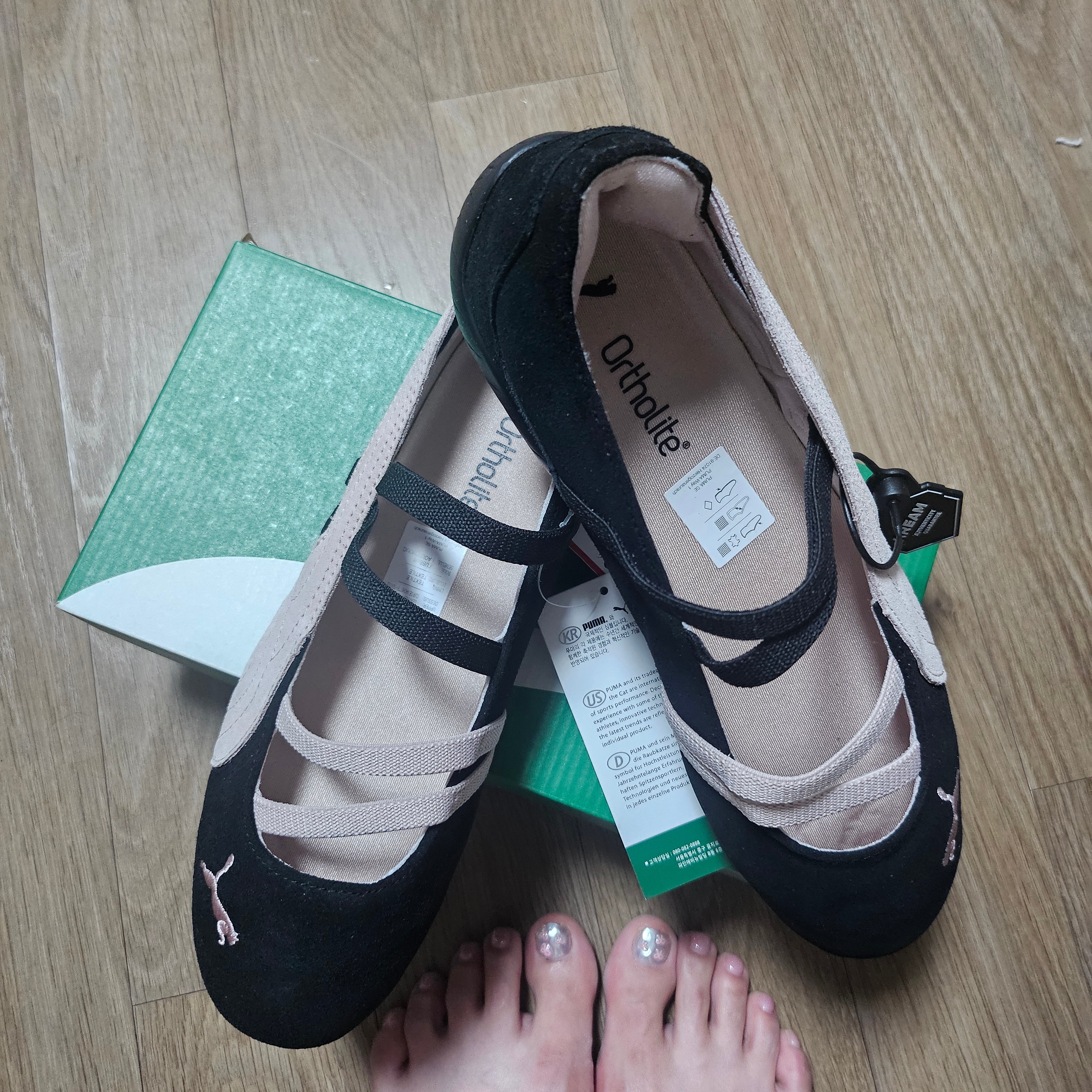 (W) Puma Speedcat Ballet Suede Puma  Black Mauve Mist 착용 스타일 - 1
