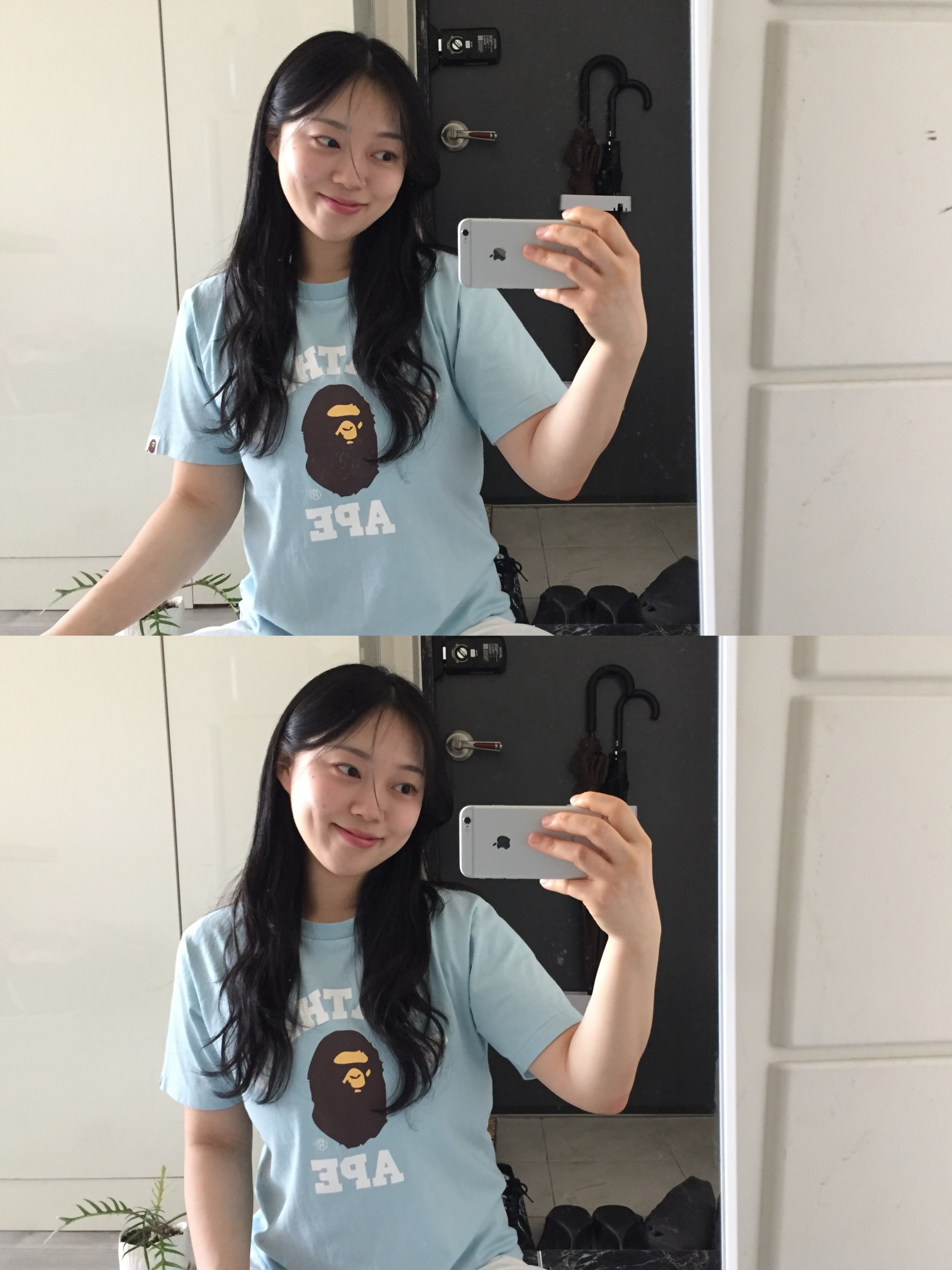 (W) BAPE College T-Shirt Sax, BAPE College T-Shirt Sax 착용 스타일 - 2