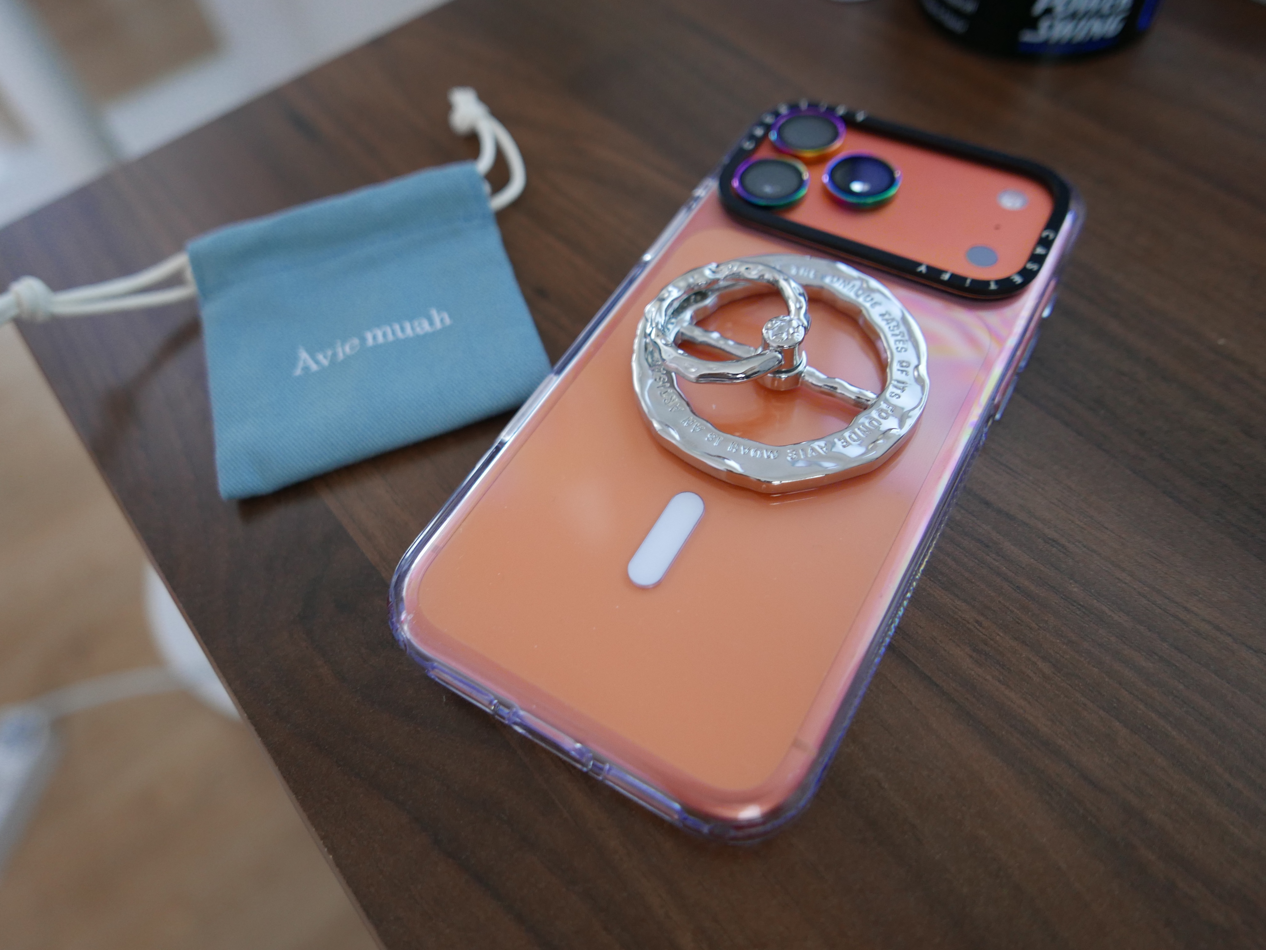 Aviemuah Ave Mac Phone Knob Rhodium 착용 스타일 - 2
