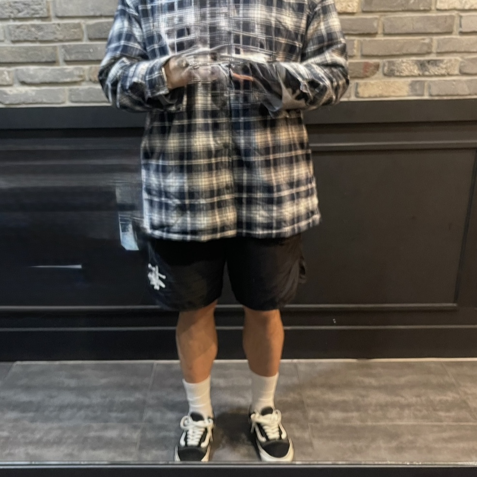 Vans x CDG OTW Old Skool Black, Stussy Big Basic Water Shorts Black 착용 스타일