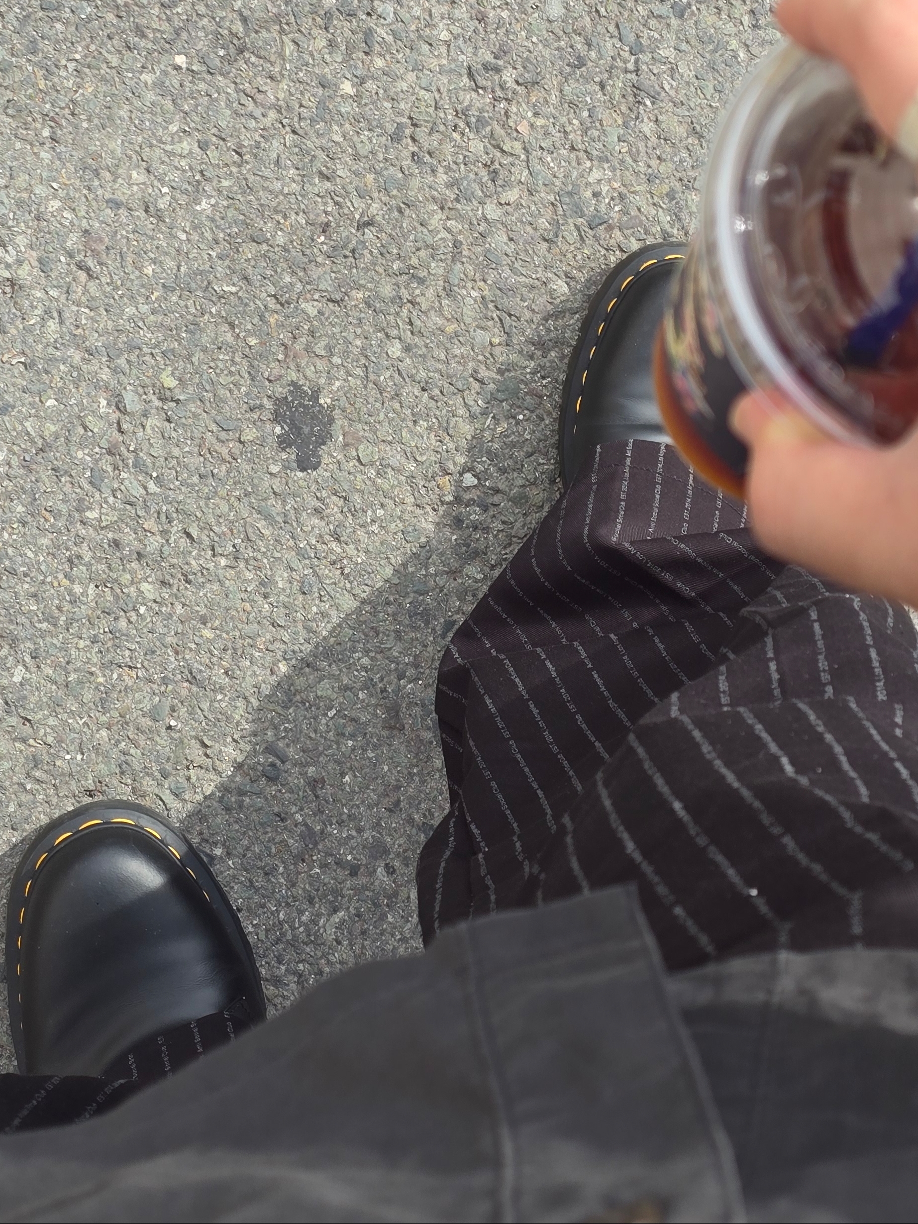 Anti Social Social Club x Dickies Stripe 874 Pants Black, Dr. Martens 1461 Bex Black 착용 스타일 - 1
