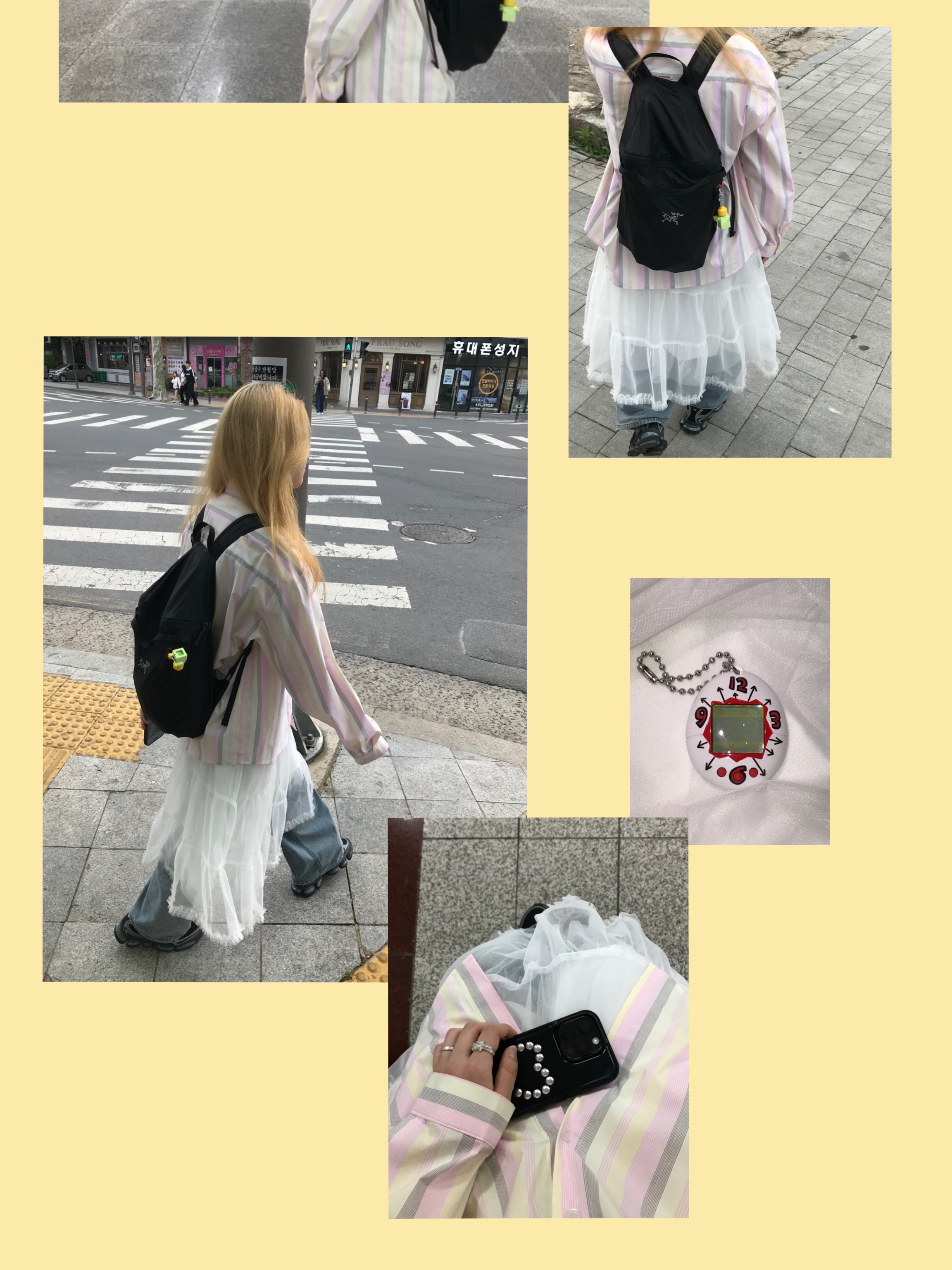 Arc'teryx Heliad 15 Backpack Black, Tamagotchi x Uniqlo UT Original Tamagotchi White 착용 스타일 - 2