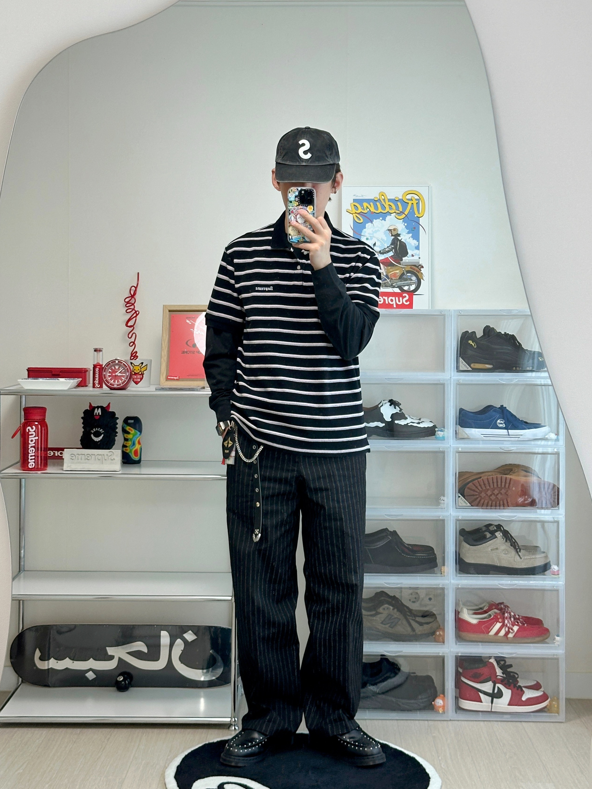 Anti Social Social Club x Dickies Stripe 874 Pants Black 착용 스타일